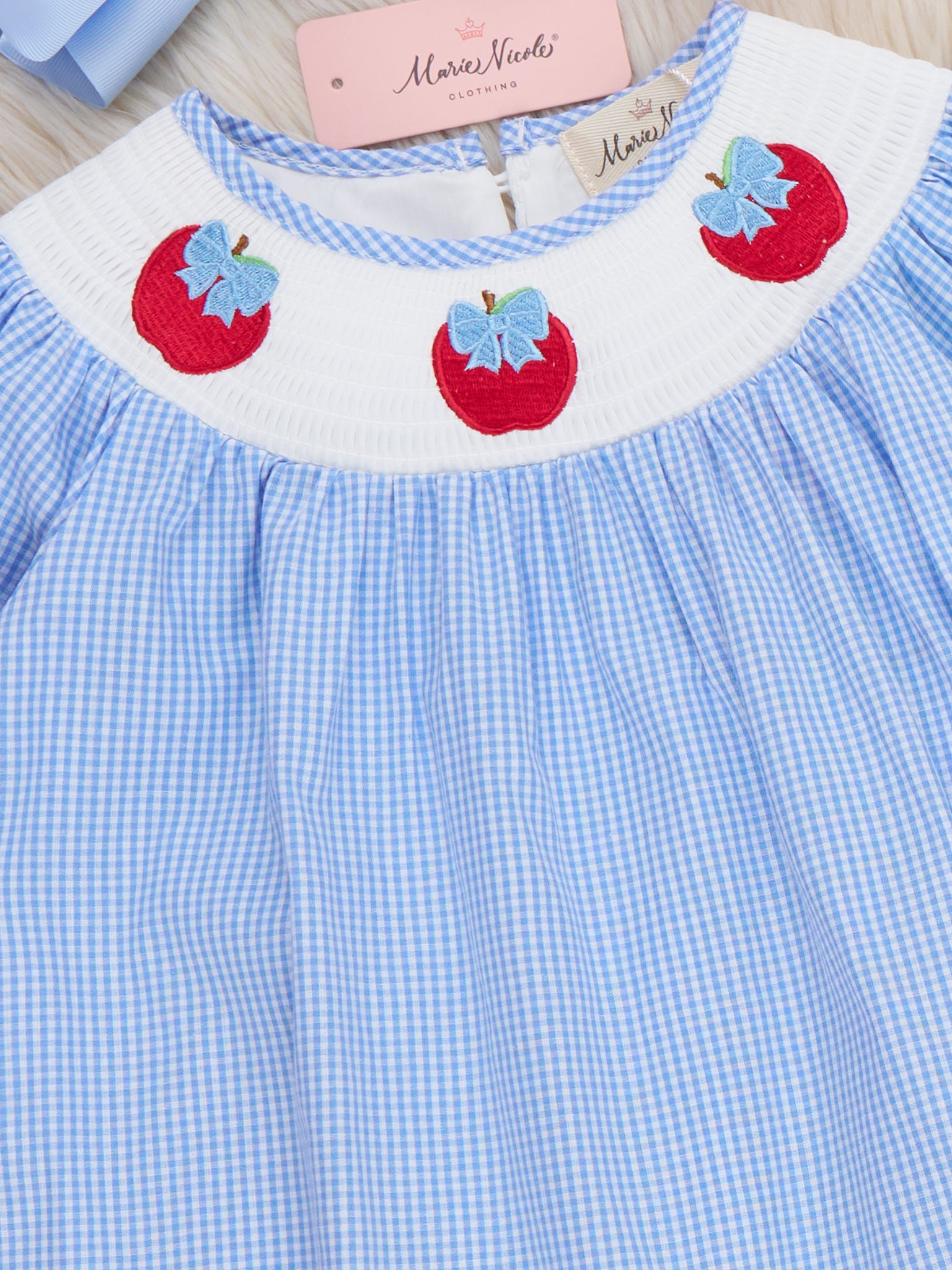 Crisp Apple Delight Smocked Cotton Outfit - Marie Nicole Clothing