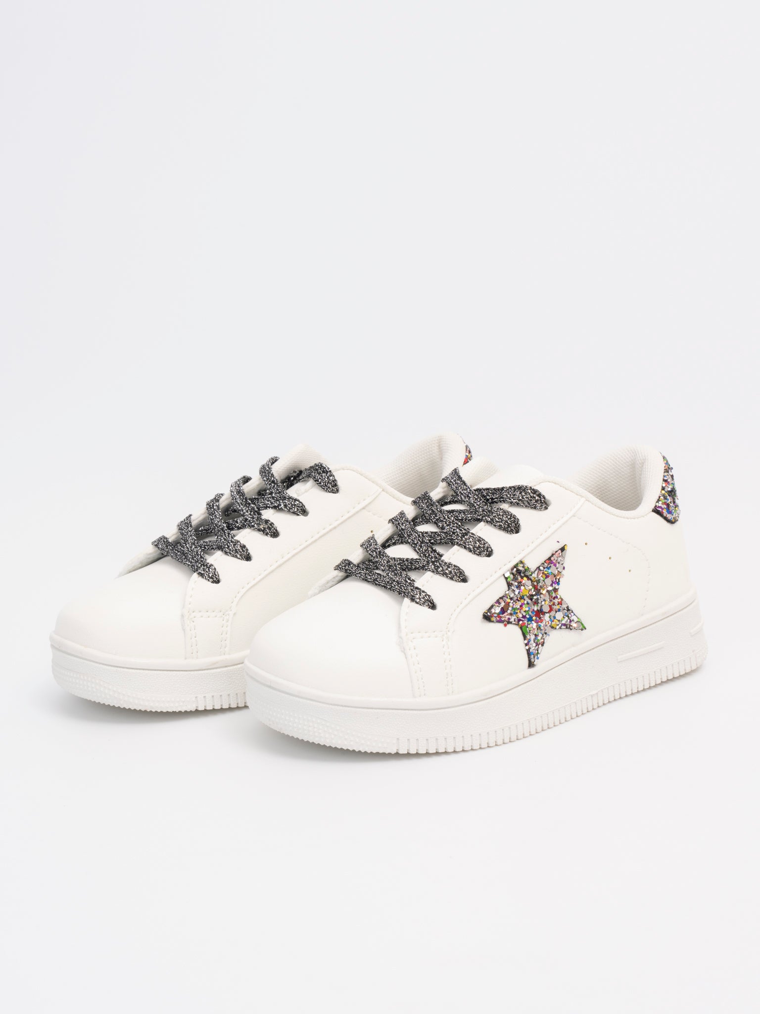 Girls' Sparkle Star Sneaker - Rainbow Glitter - Marie Nicole Clothing