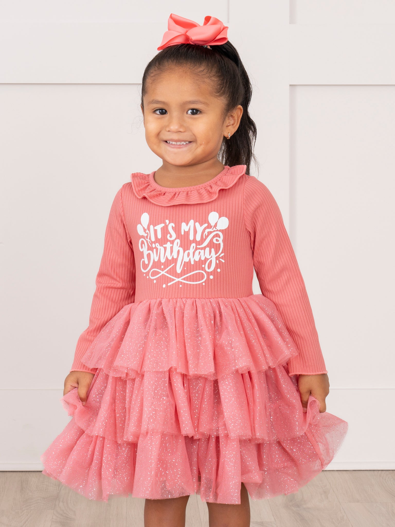 blush birthday dress Lace Blush pink baby girl dress special occasion First Birthday dress with puff sleeve Birthday party pageant dress One year party dress