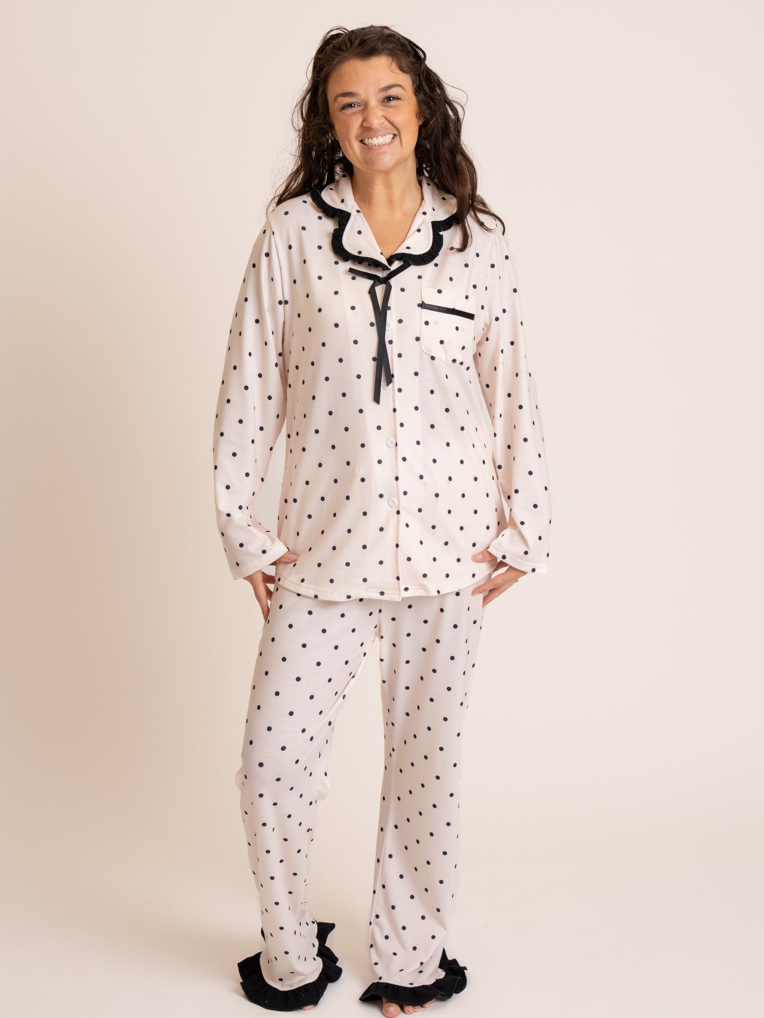 Mom & Me Polka Dot Ruffle Pajama - Marie Nicole Clothing
