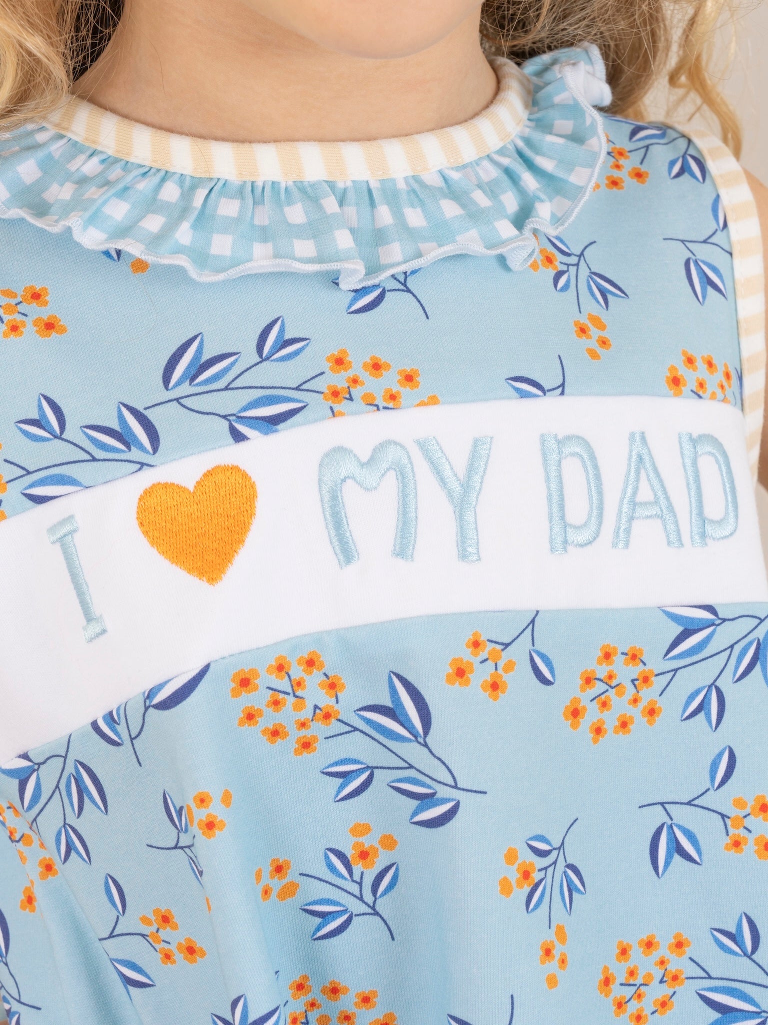 Blue Floral Dad Love Ruffle Outfit - Marie Nicole Clothing