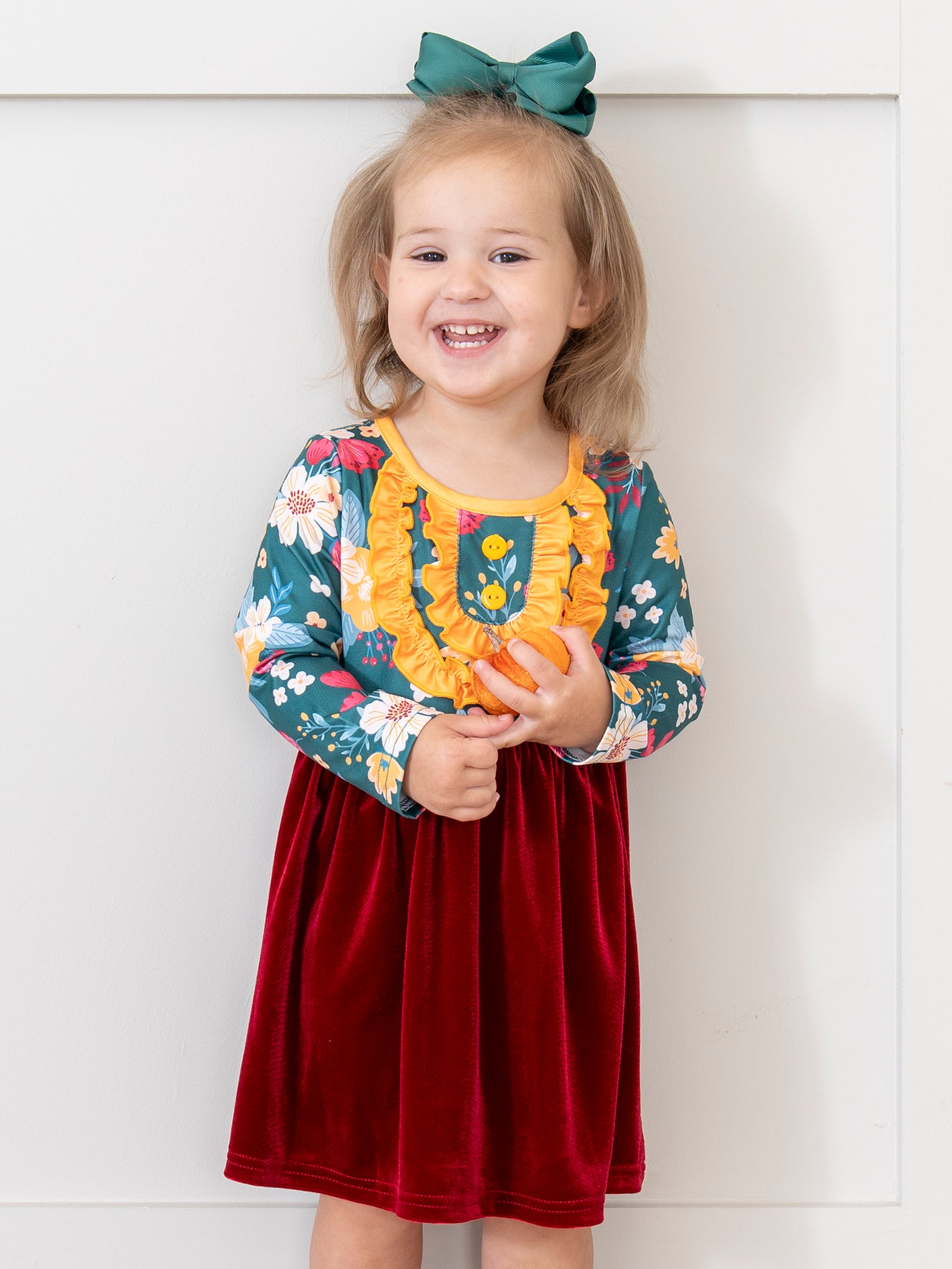 Autumn Rose Velvet Dress