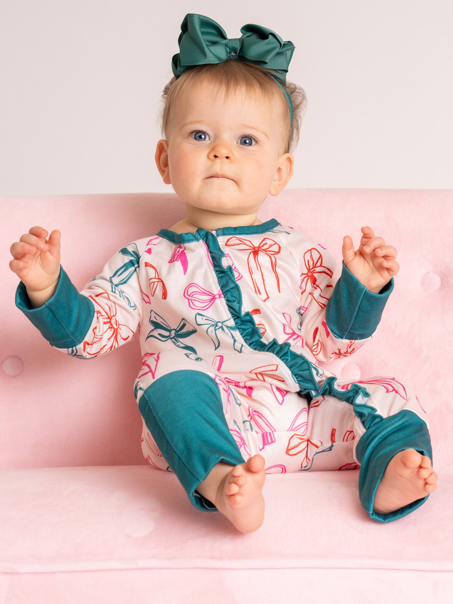 Jolly Bowtie Ruffle Sleeper Pajamas - Marie Nicole Clothing