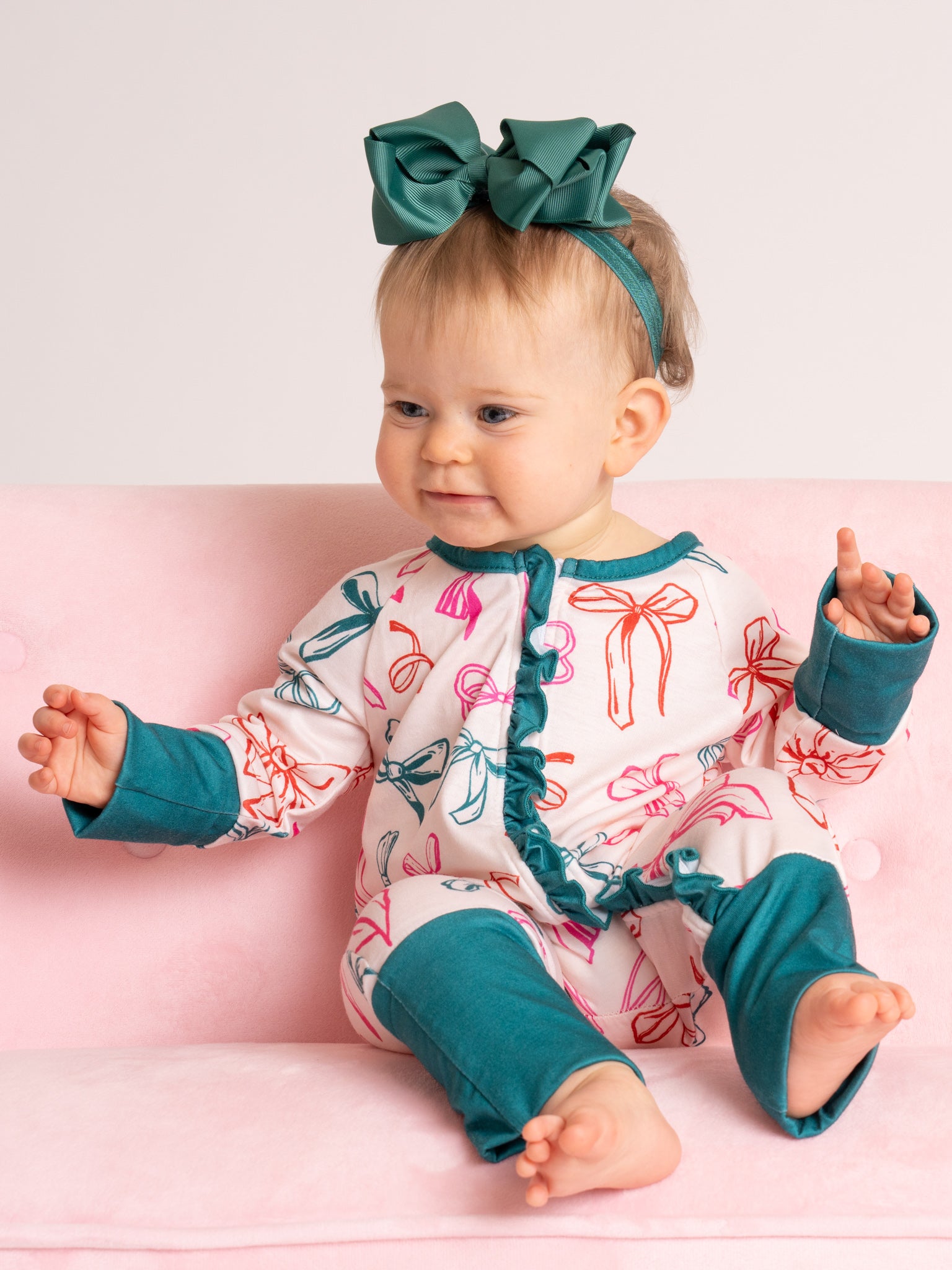 Jolly Bowtie Ruffle Sleeper Pajamas - Marie Nicole Clothing