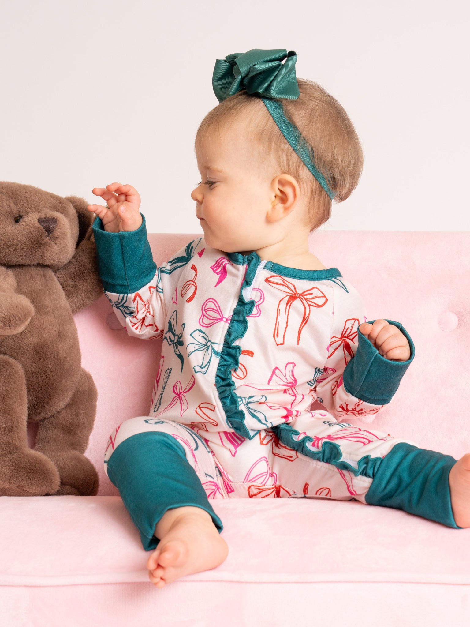 Jolly Bowtie Ruffle Sleeper Pajamas - Marie Nicole Clothing