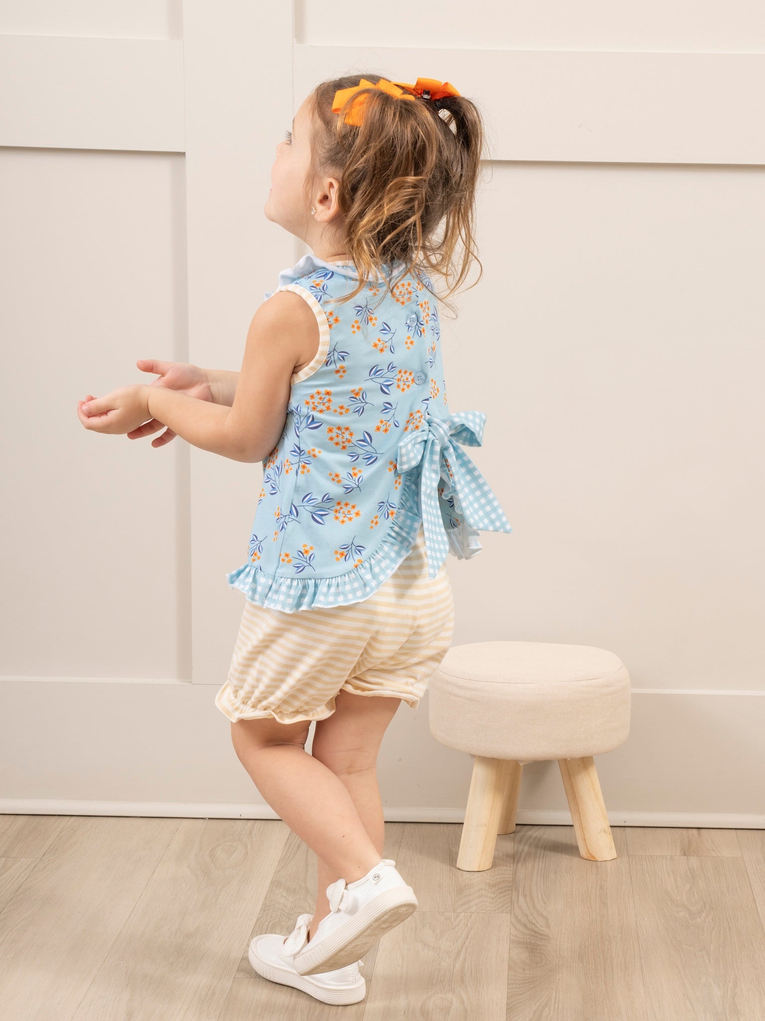 Blue Floral Dad Love Ruffle Outfit - Marie Nicole Clothing