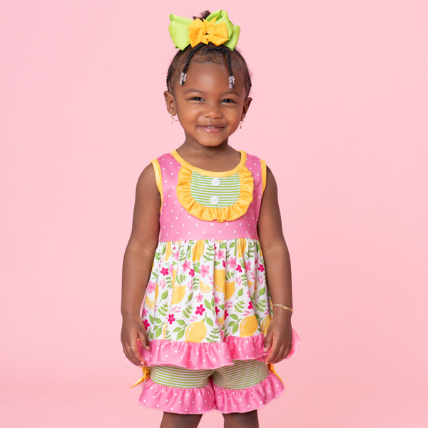 Pink & Green Gingham Garden Ruffle Dress Marie Nicole Clothing Pink & Green Gingham Garden Ruffle Dress Marie Nicole Clothing