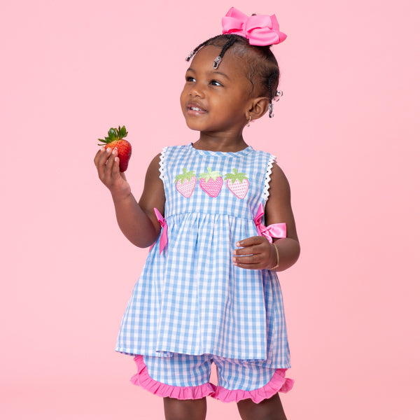 Pink & Green Gingham Garden Ruffle Dress Marie Nicole Clothing Pink & Green Gingham Garden Ruffle Dress Marie Nicole Clothing