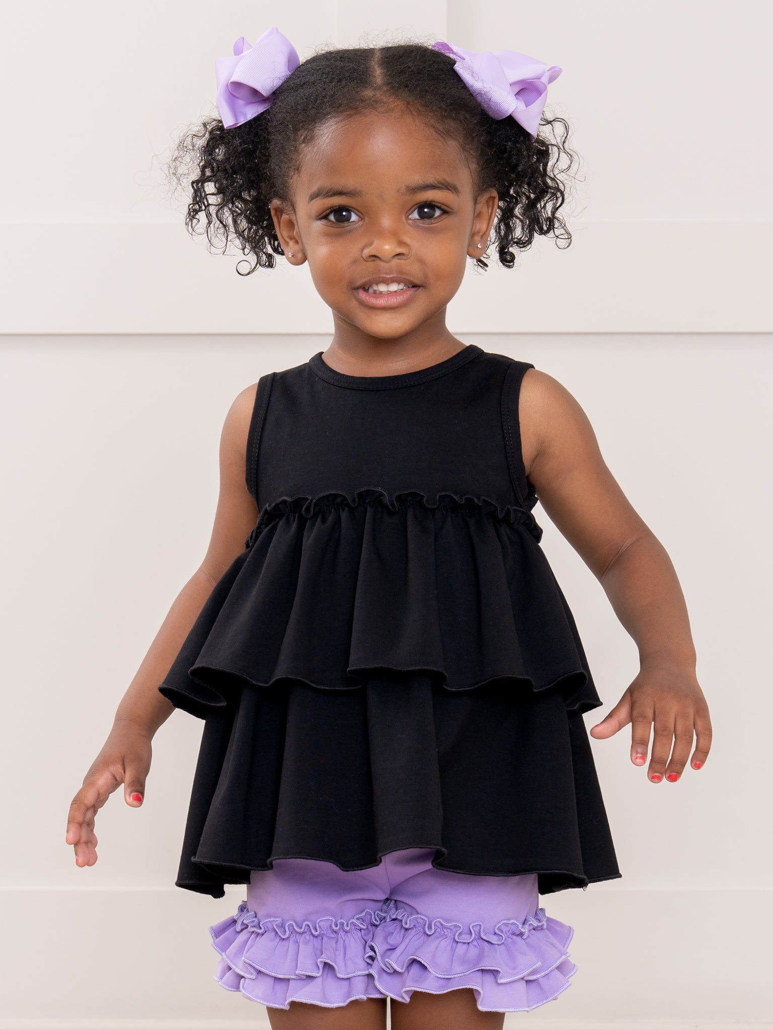 Tiered Cotton Ruffle Tank - Black - Marie Nicole Clothing