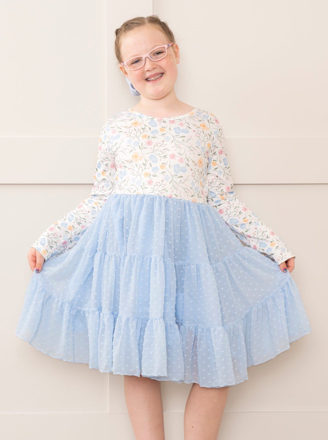 Cobalt Blue Floral Tiered Ruffle Dress - Marie Nicole Clothing XXXXL(8yrs) Cobalt Blue Floral Tiered Ruffle Dress - Marie Nicole Clothing XXXXL(8yrs)