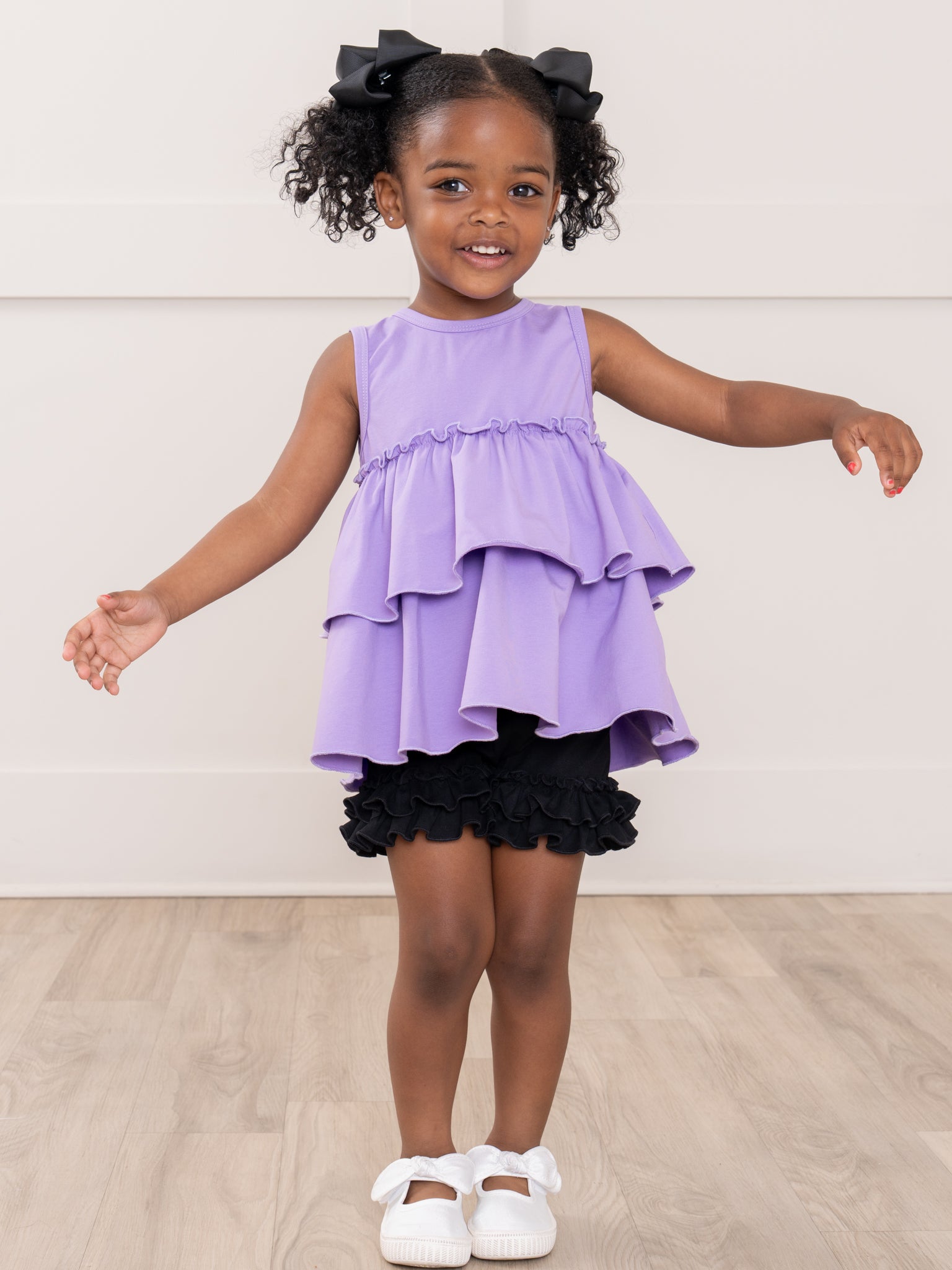 Tiered Cotton Ruffle Tank - Lavender - Marie Nicole Clothing