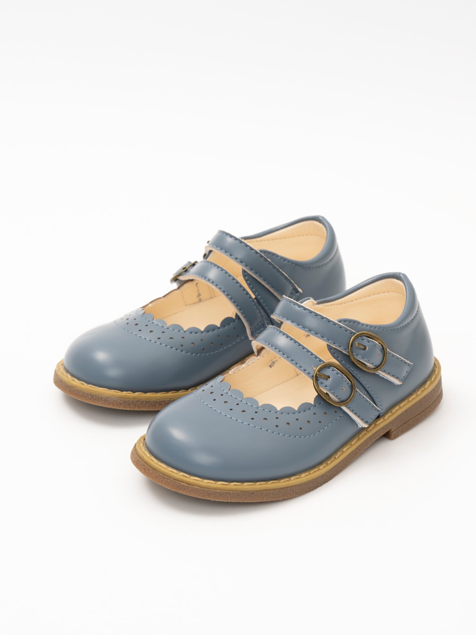Kids Girl Accessories Classics Footwear Double Buckle Mary Jane Hard Sole Shoes- Cornflower Blue Marie Nicole 5C