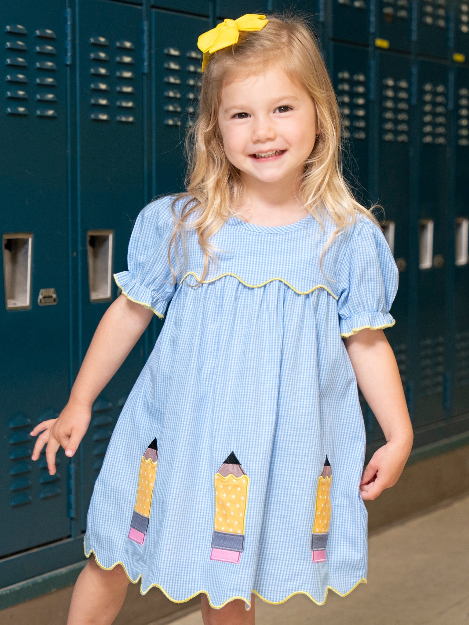 Scallop Hem Embroidered Pencils 100% Cotton Dress - Marie Nicole Clothing
