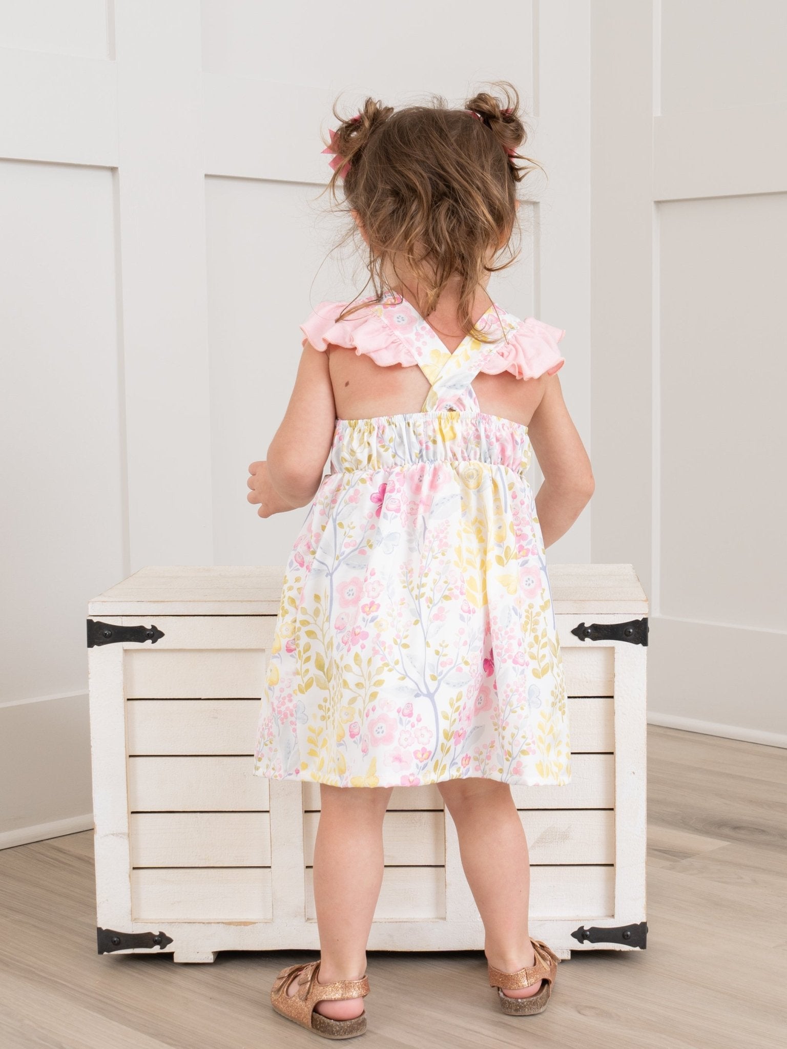 Smocked "Birthday Girl" Floral Ruffle Dress - Marie Nicole Clothing