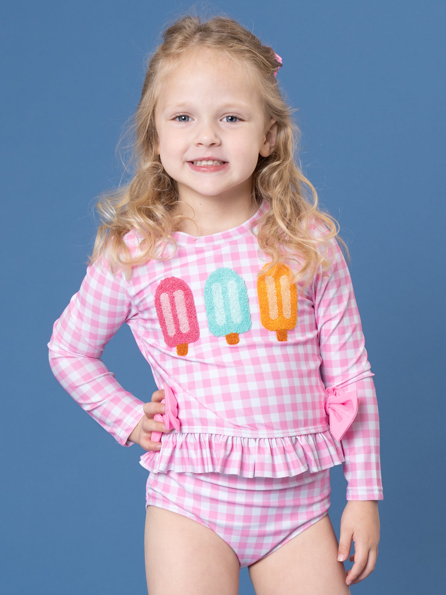Pretty Popsicles Embroidered Gingham Rashguard - Marie Nicole Clothing