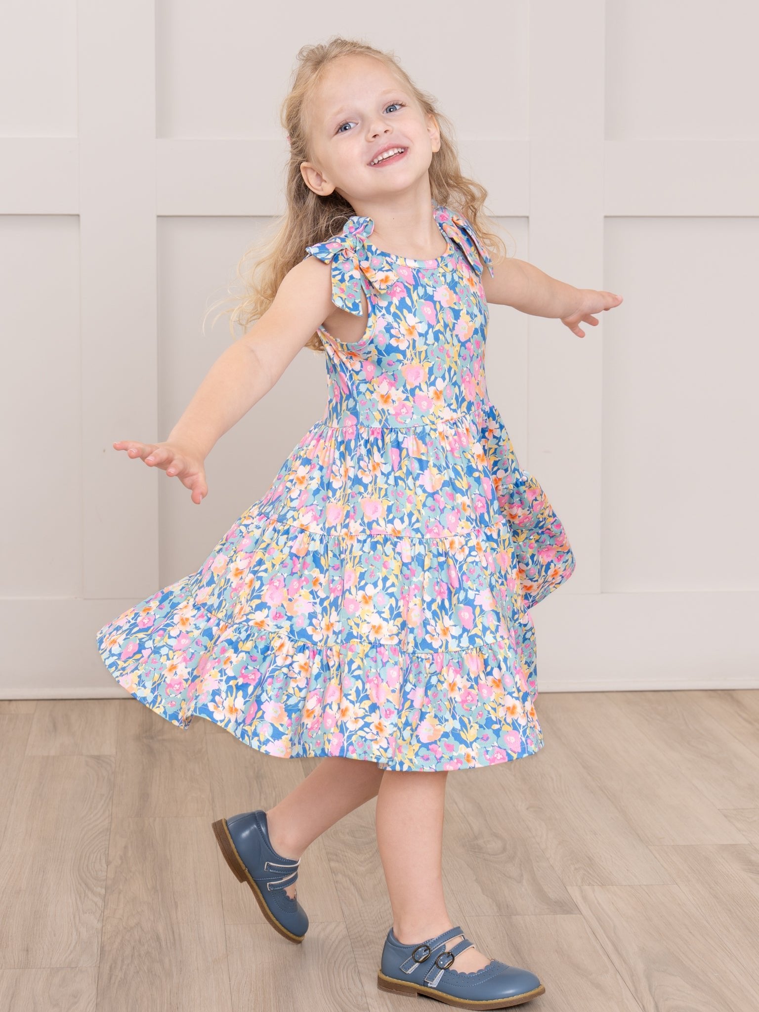 Blossom Breeze Ruffle Bow Dress - Marie Nicole Clothing