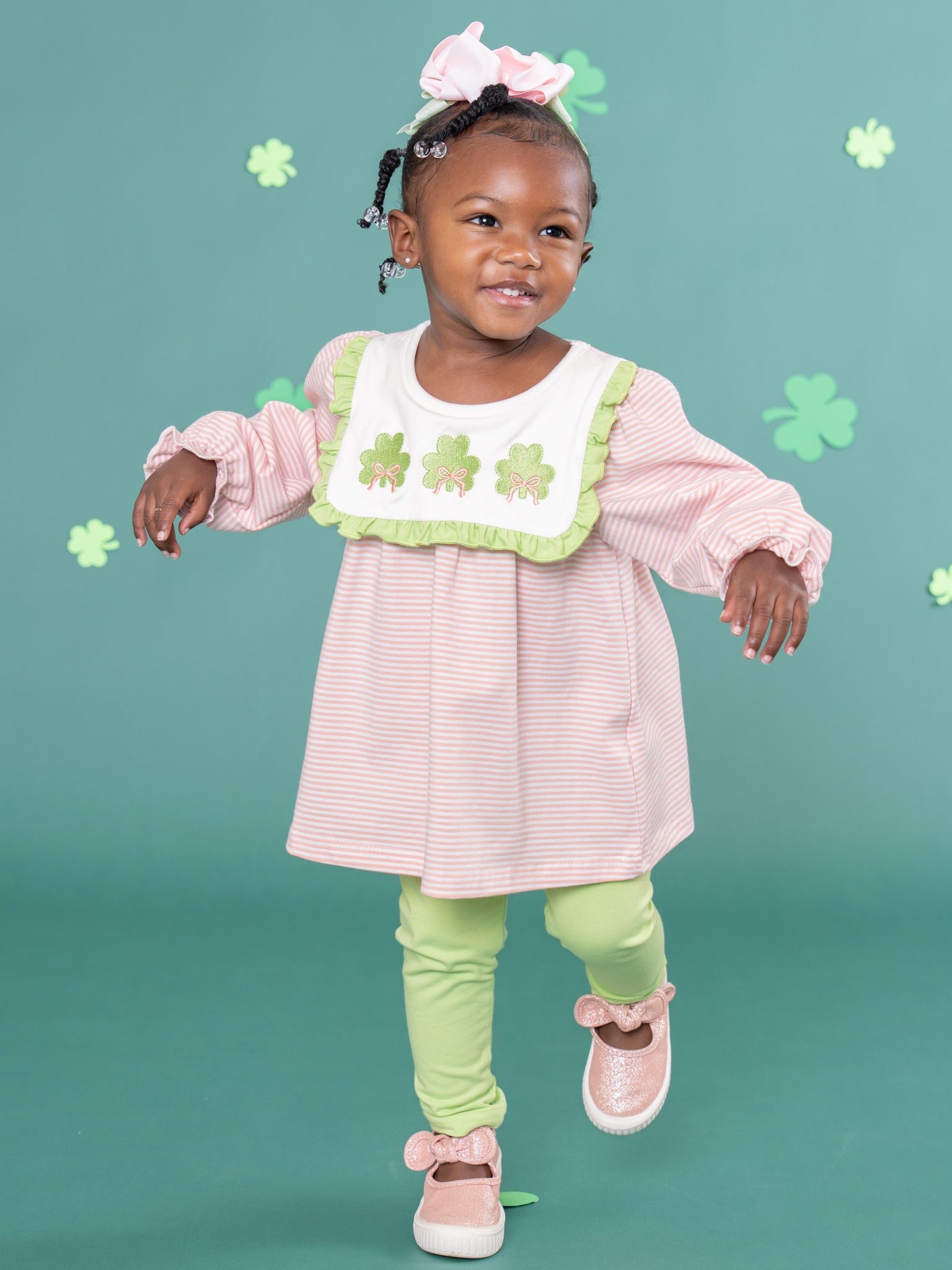 Lucky Lane Embroidered Ruffle Outfit - Marie Nicole Clothing Lucky Lane Embroidered Ruffle Outfit - Marie Nicole Clothing