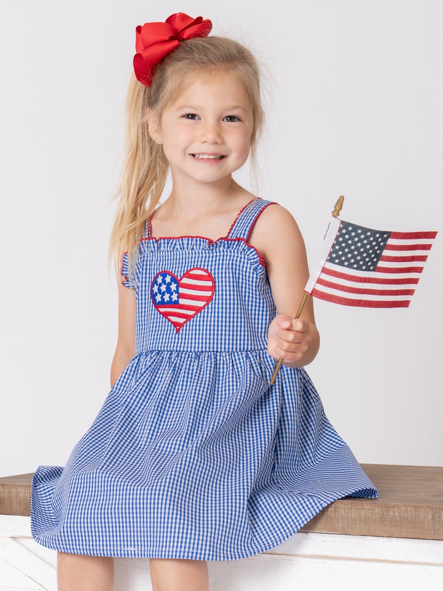 Freedom Heart Embroidered 100% Cotton Ruffle Dress - Marie Nicole Clothing