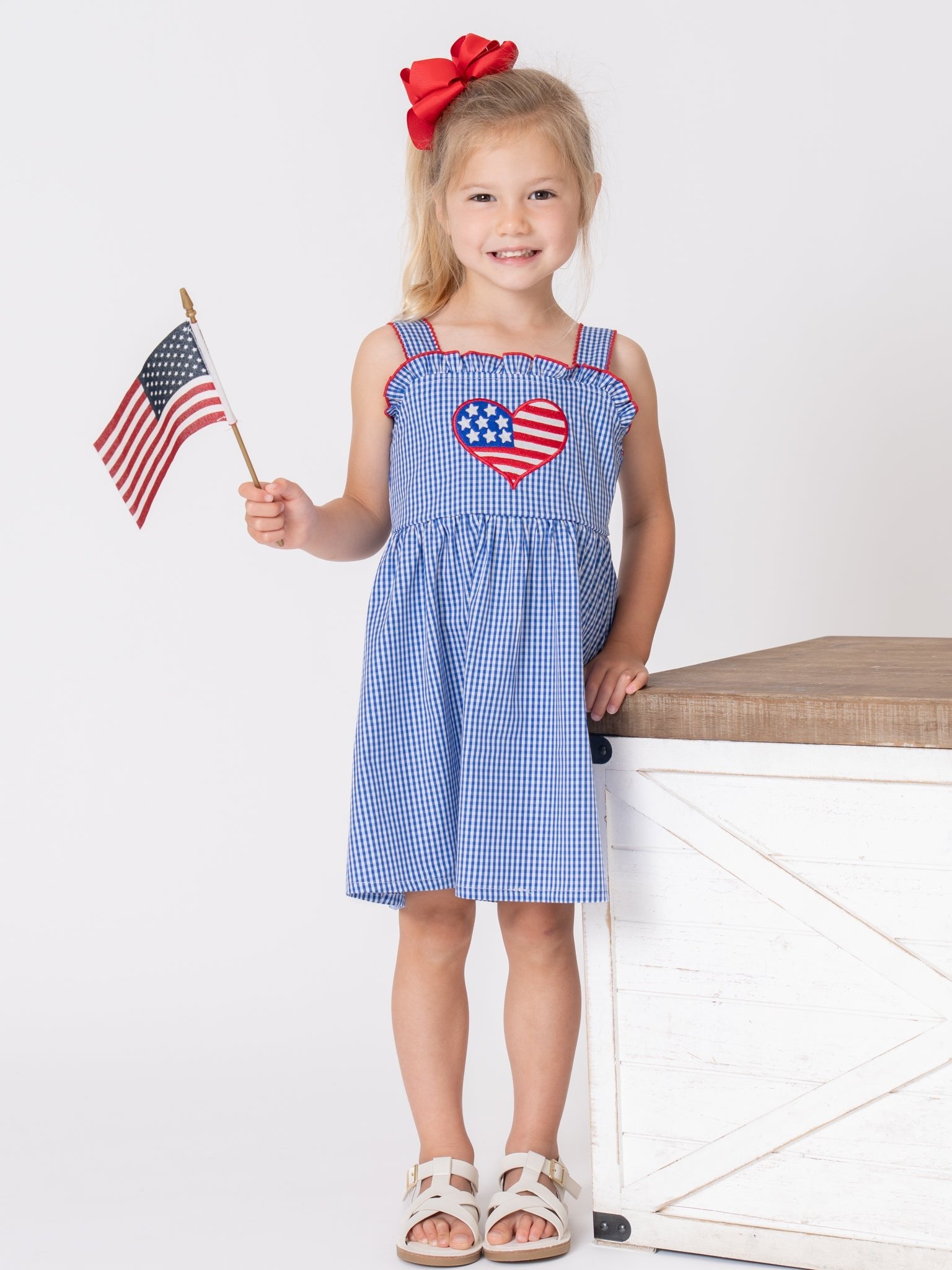 Freedom Heart Embroidered 100% Cotton Ruffle Dress - Marie Nicole Clothing