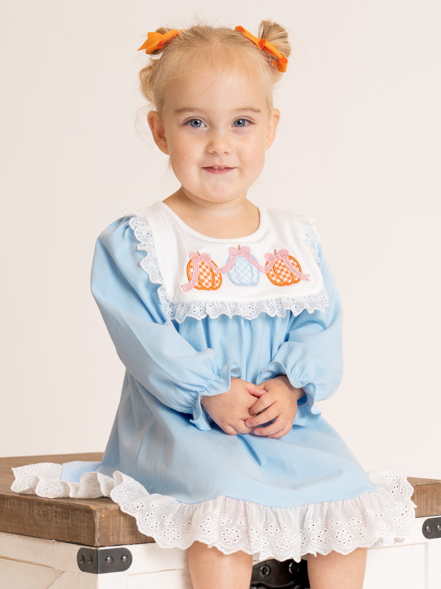 Pumpkin Patch Days Embroidered Ruffle Dress