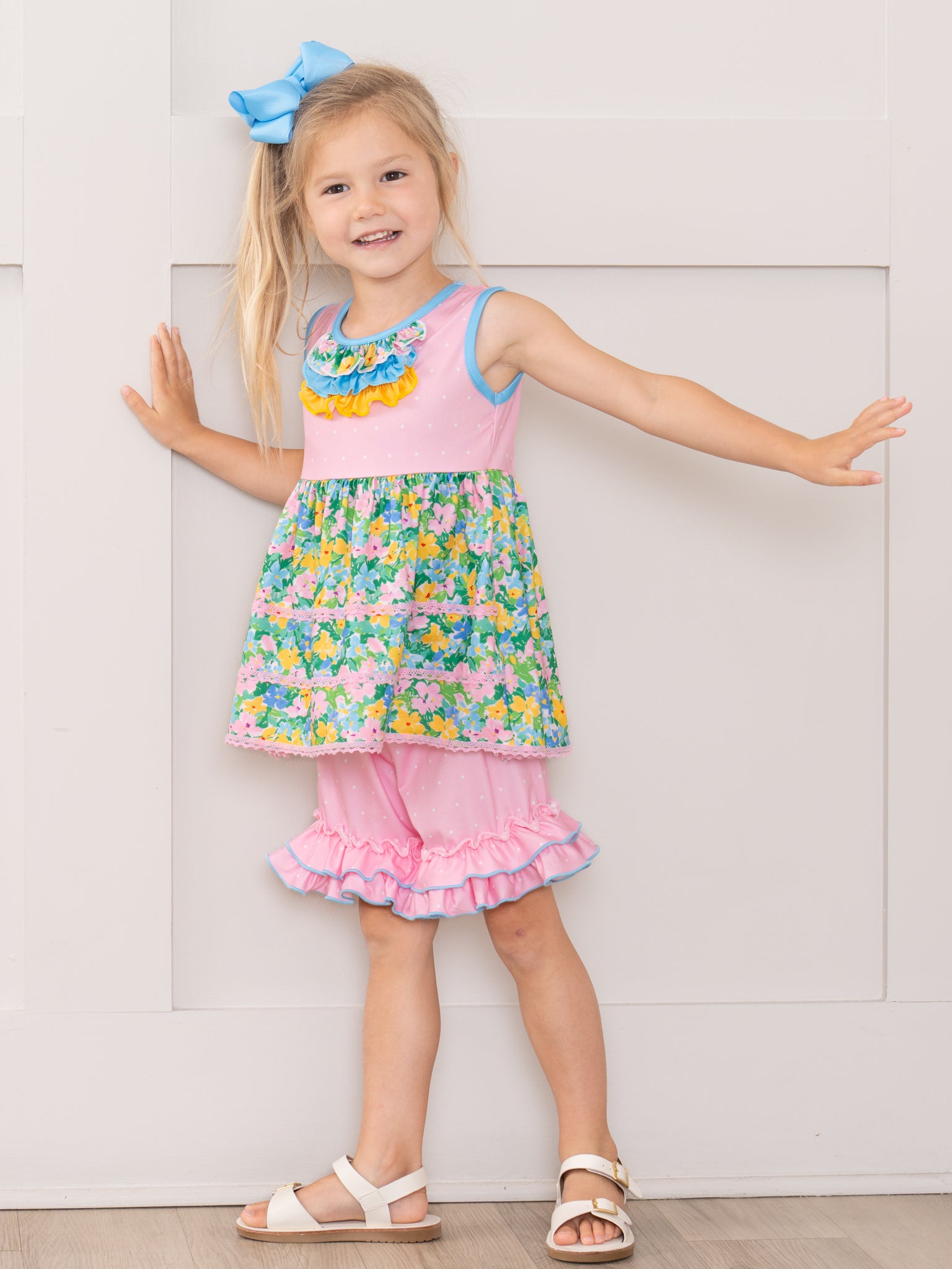 Little Blossoms Floral Ruffle Outfit - Marie Nicole Clothing