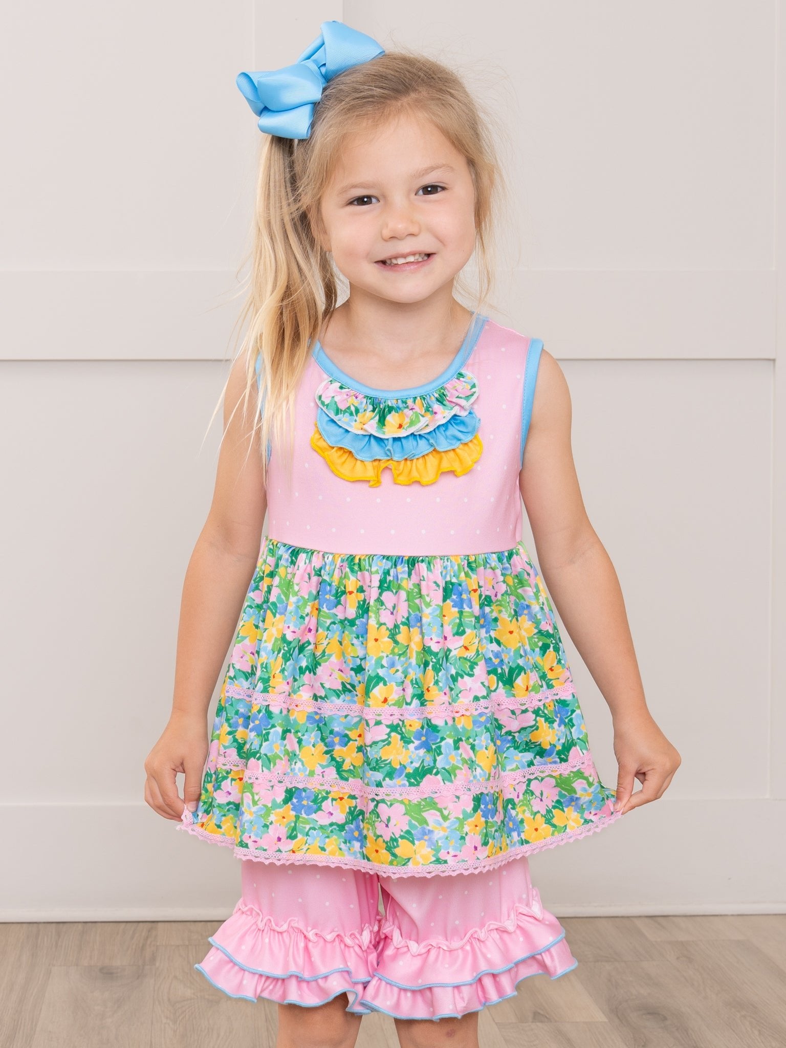 Little Blossoms Floral Ruffle Outfit - Marie Nicole Clothing