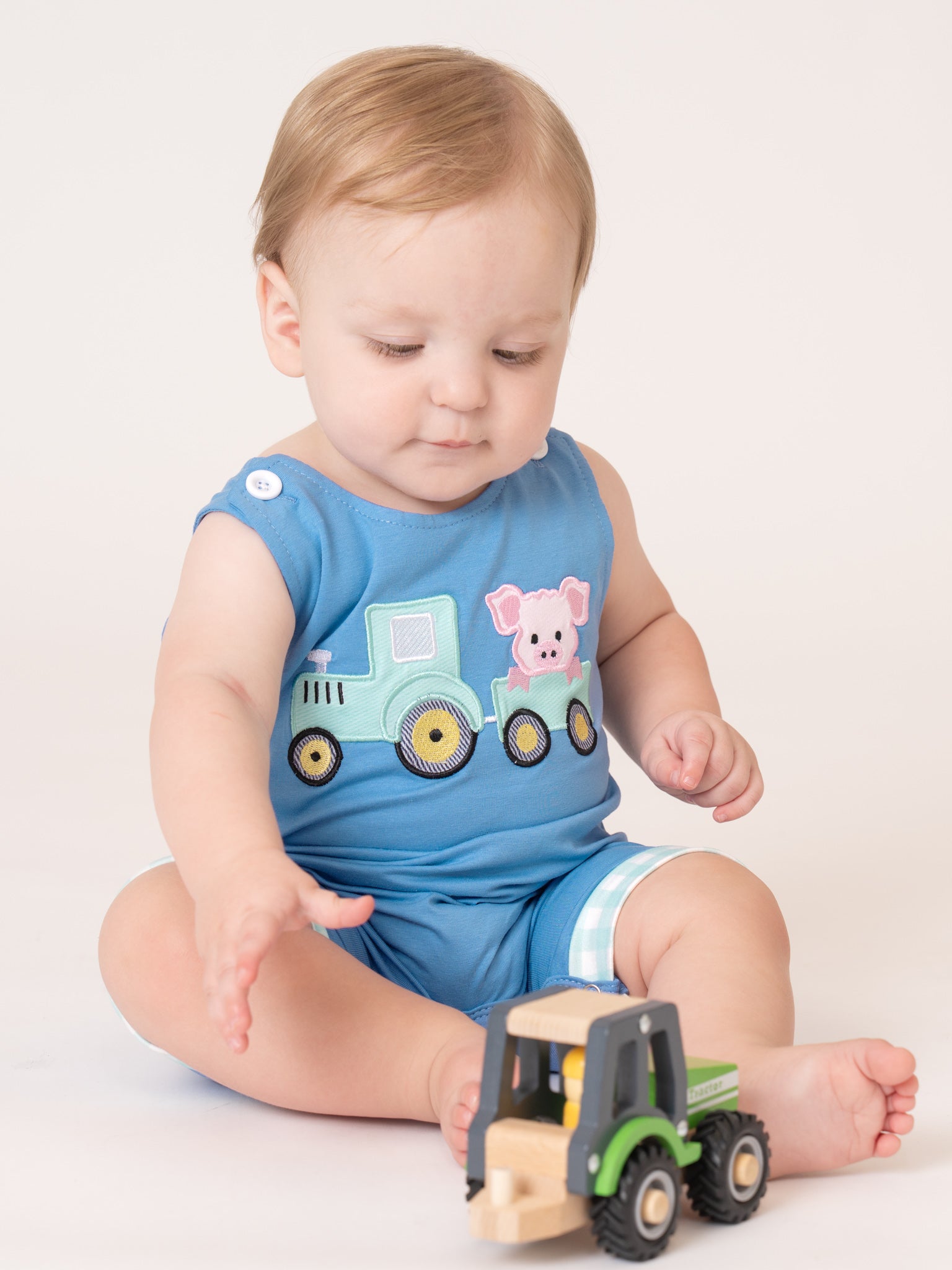 Tractor Tots Embroidered Bubble Romper - Marie Nicole Clothing