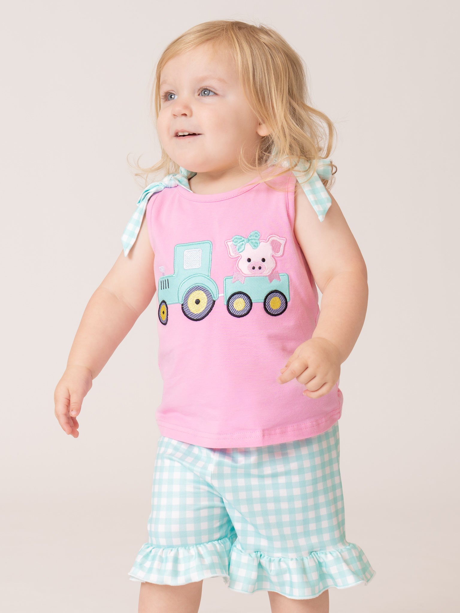 Tractor Tots Embroidered Ruffle Outfit - Marie Nicole Clothing