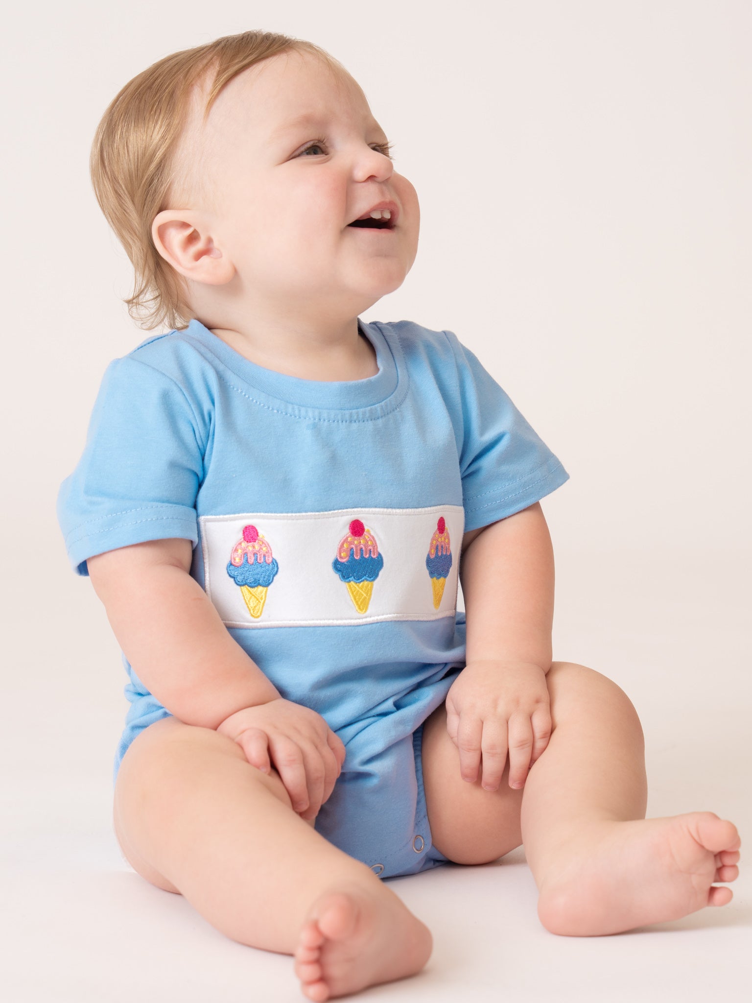 Frozen Delight Ice Cream Embroidered Cotton Romper - Marie Nicole Clothing