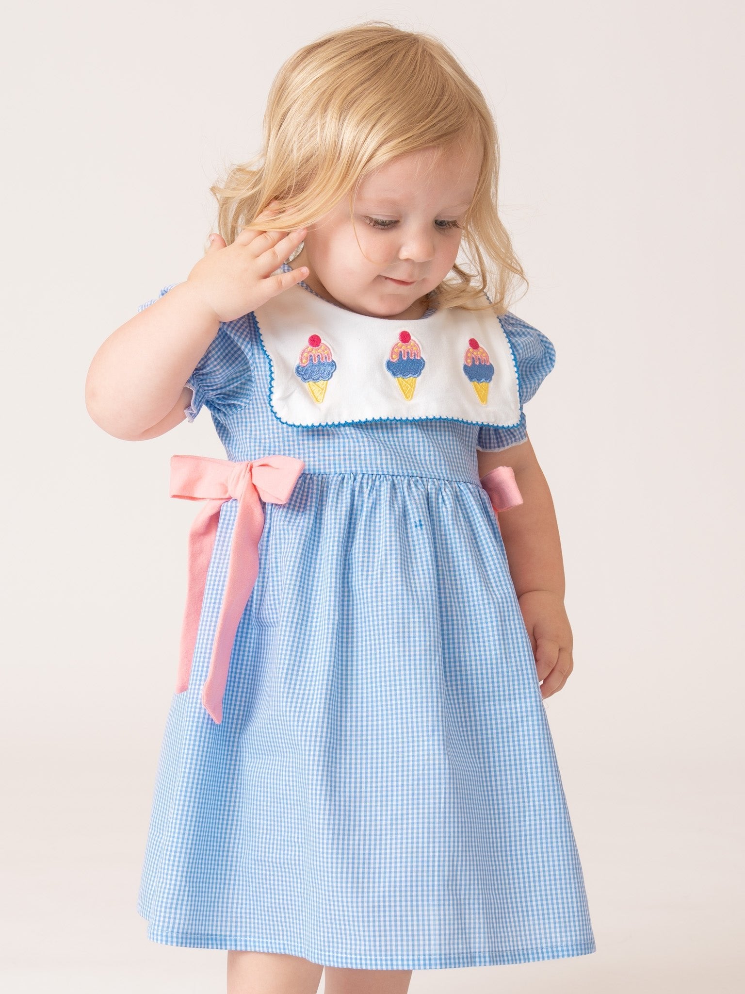 Frozen Delight Ice Cream Embroidered Cotton Dress