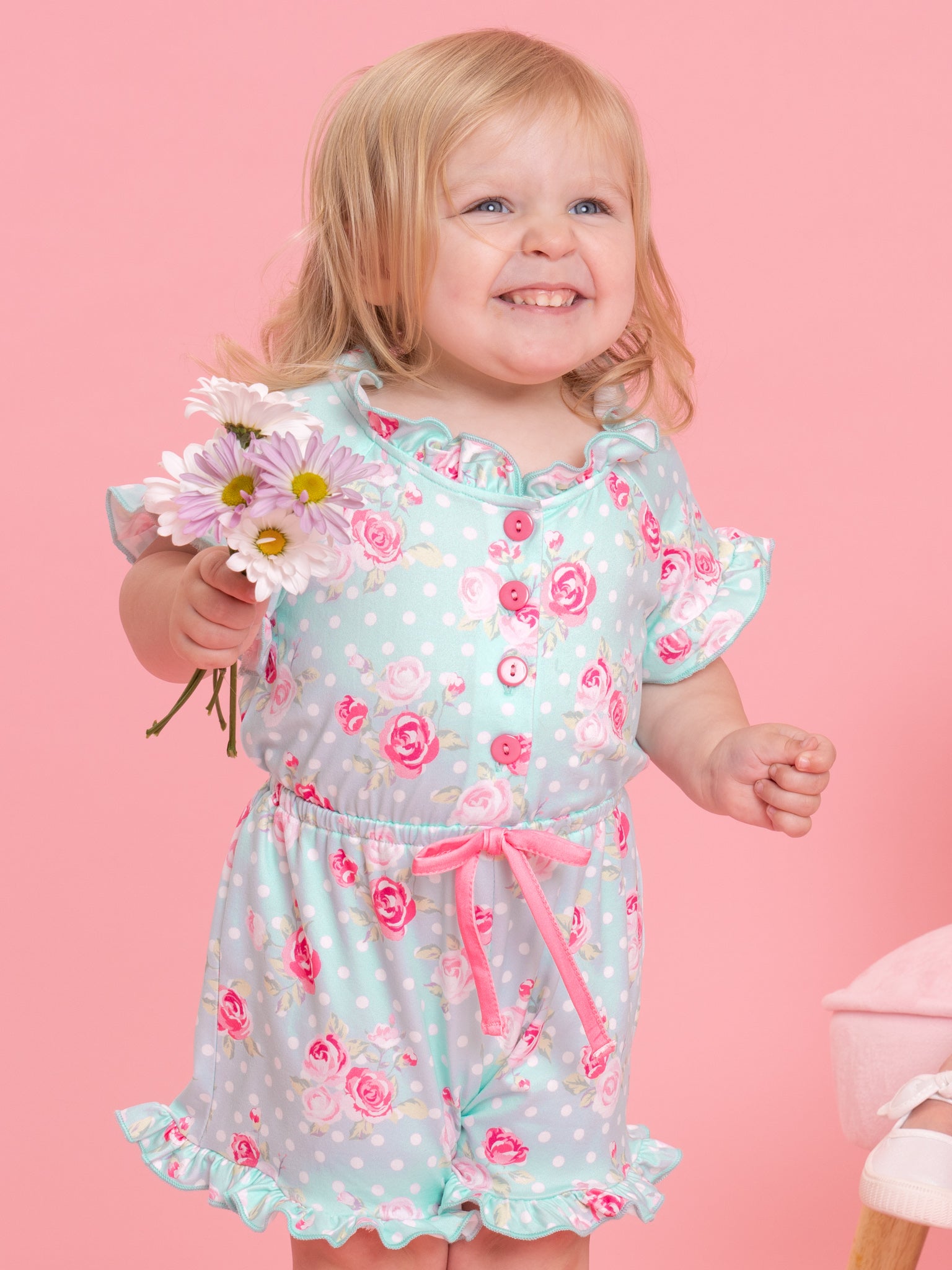 Sweet Mint Rose Garden Ruffle Romper - Marie Nicole Clothing