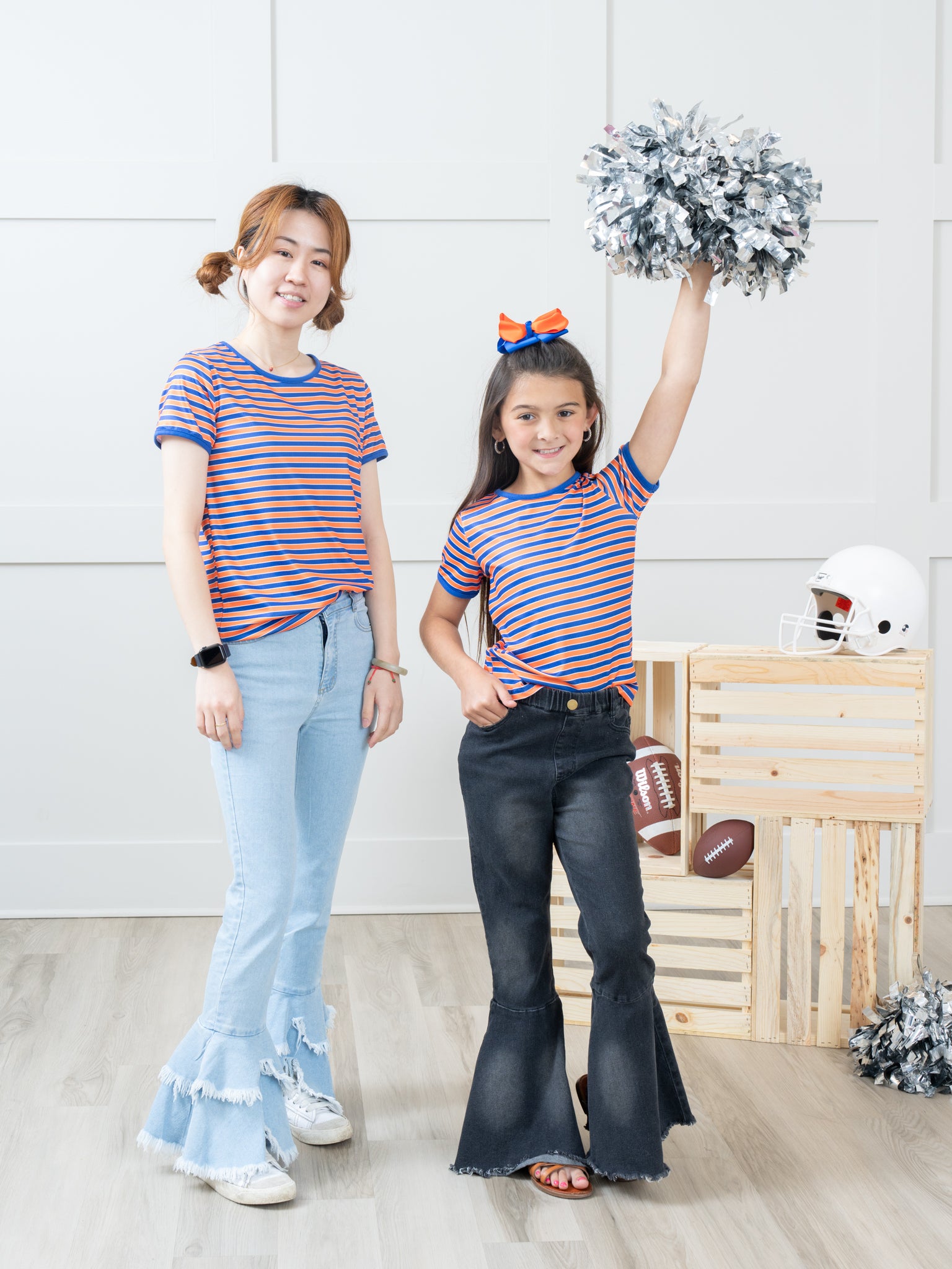 Pre - Teen Blue & Orange Striped Shirt - Marie Nicole Clothing