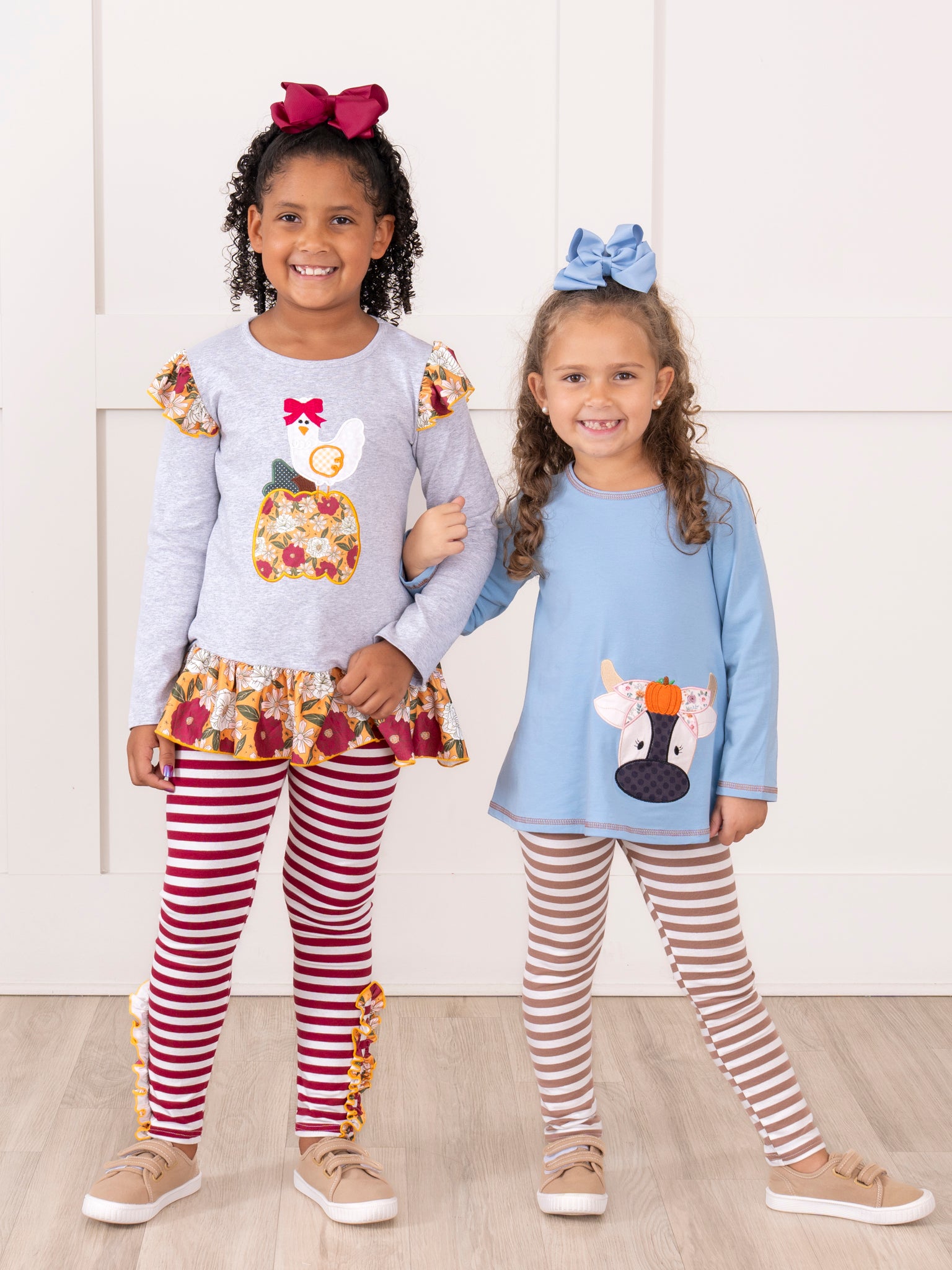 Pumpkin Bloom Striped Ruffle Outfit - Marie Nicole Clothing