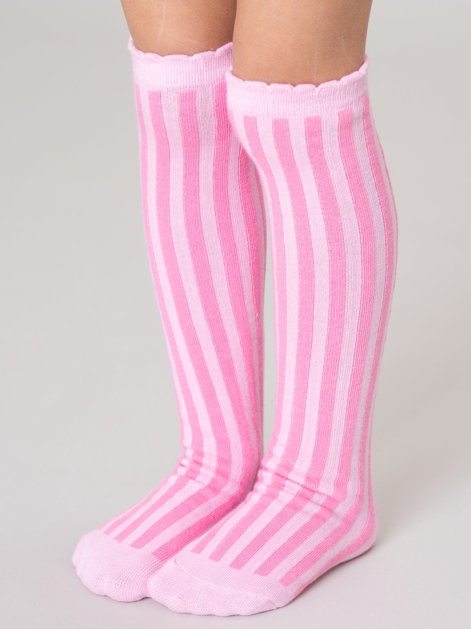 Rose Quartz Striped Knee Socks - Marie Nicole Clothing