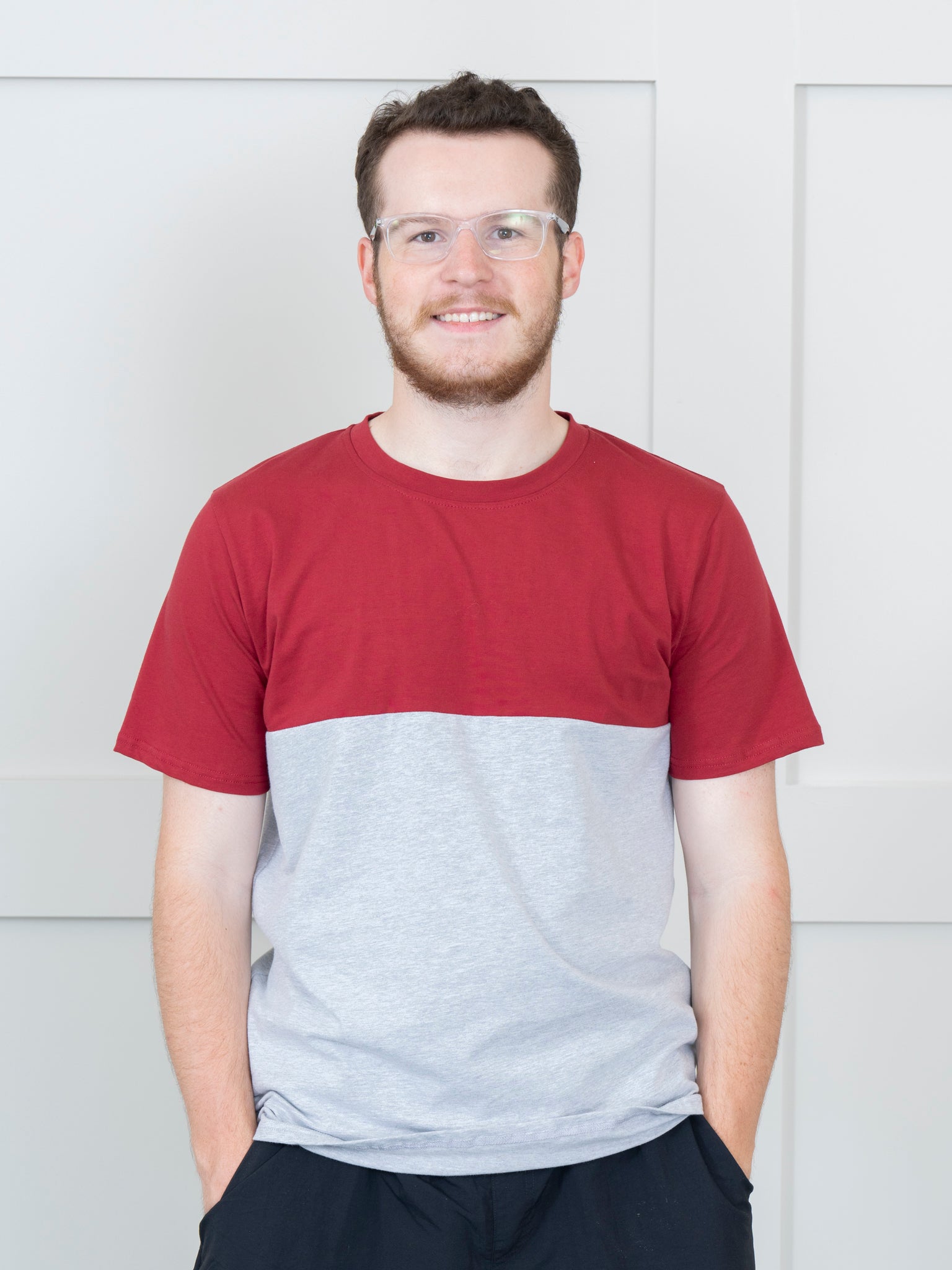 Unisex Crimson & Grey Color Block Shirt - Marie Nicole Clothing