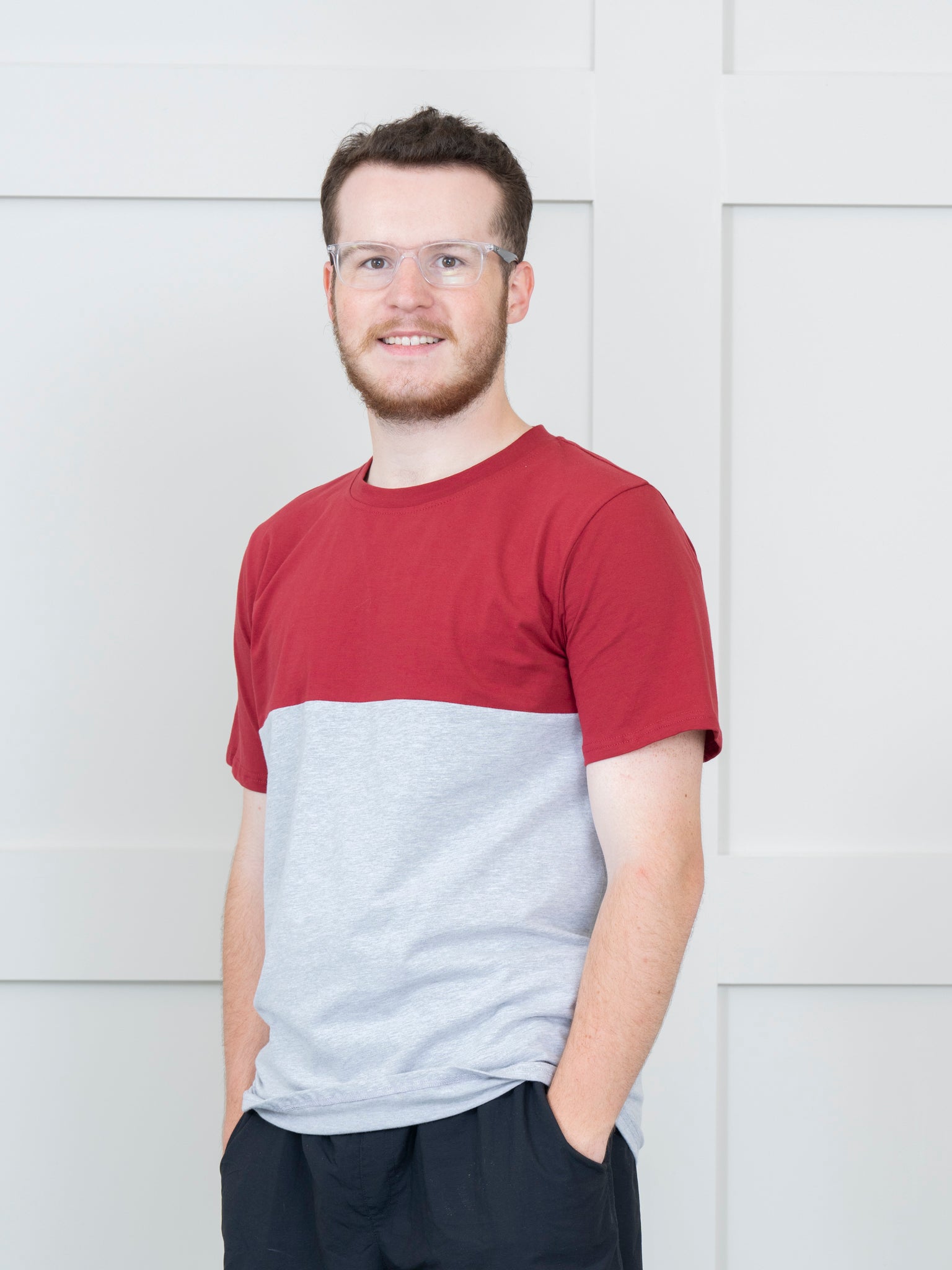Unisex Crimson & Grey Color Block Shirt - Marie Nicole Clothing