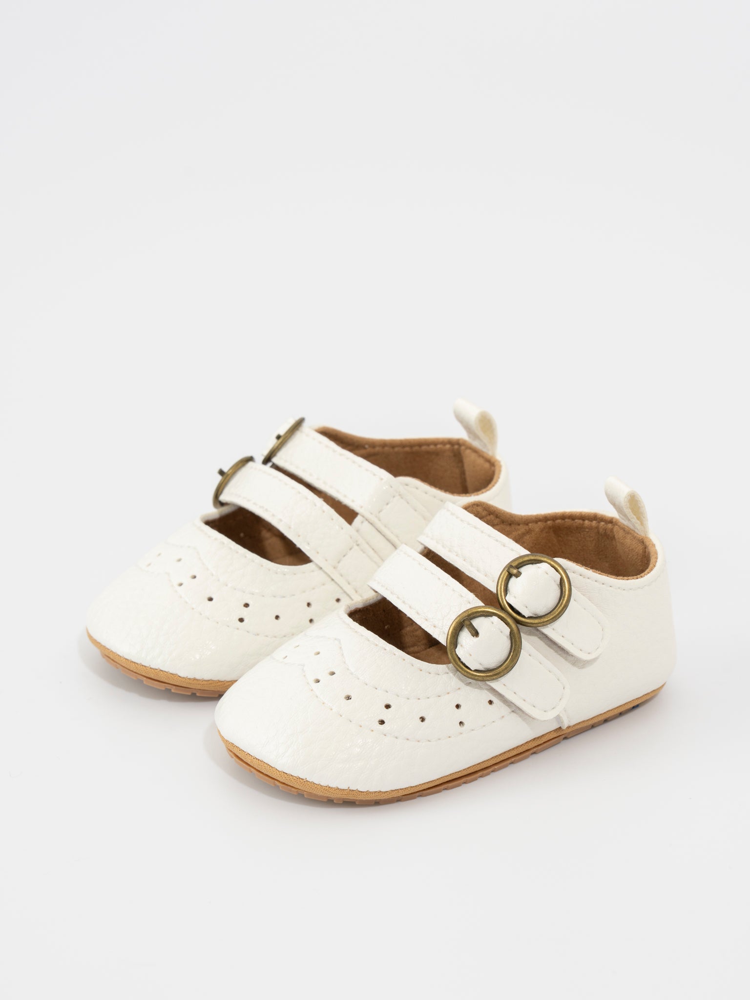 Infant Girl Classics Footwear Double Buckle Mary Jane Baby Shoe White Marie Nicole 6/12MOS