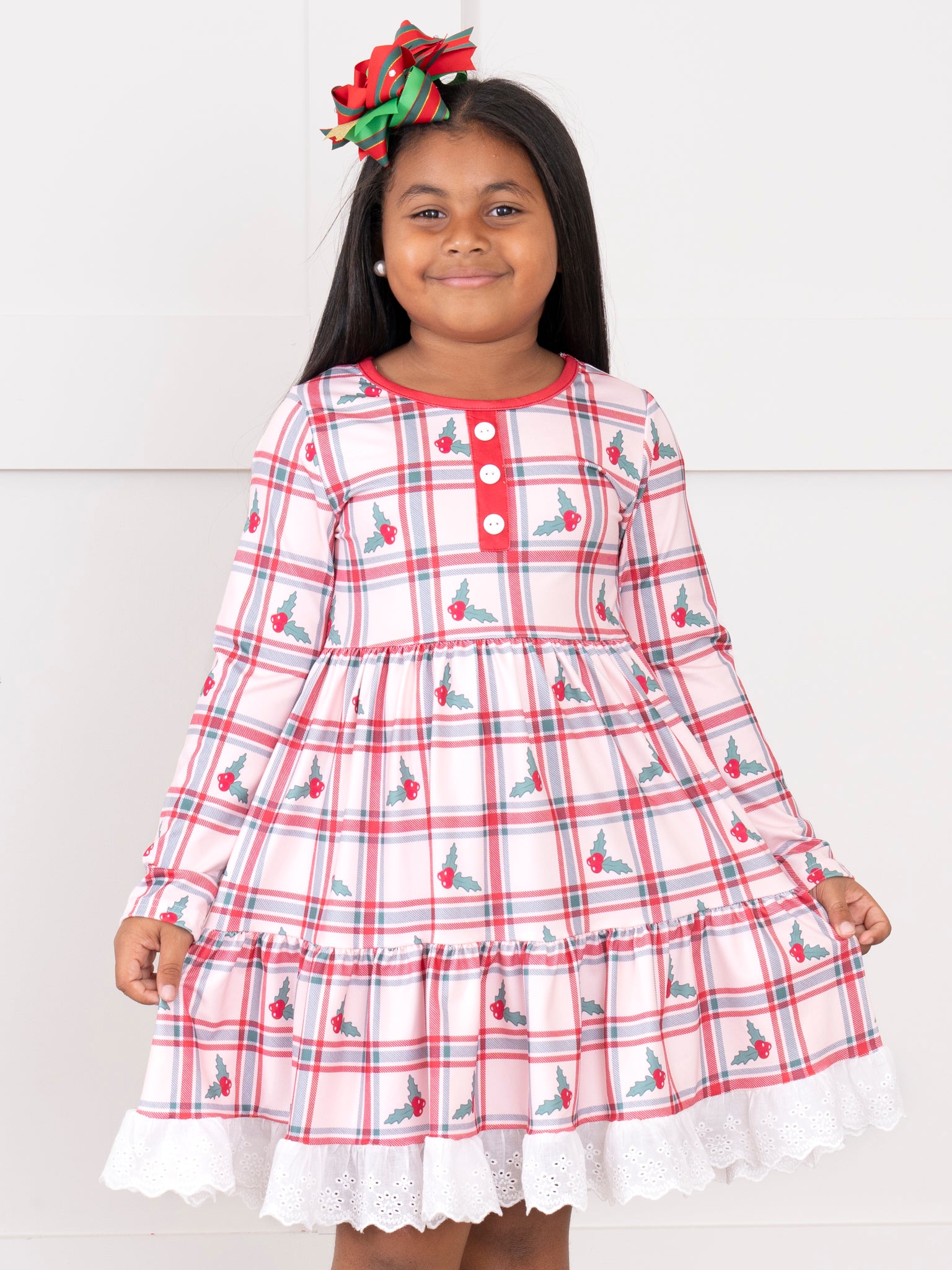 Holly Polly Plaid Lace Ruffle Dress - Marie Nicole Clothing XXS(12/18mos) Holly Polly Plaid Lace Ruffle Dress - Marie Nicole Clothing XXS(12/18mos)