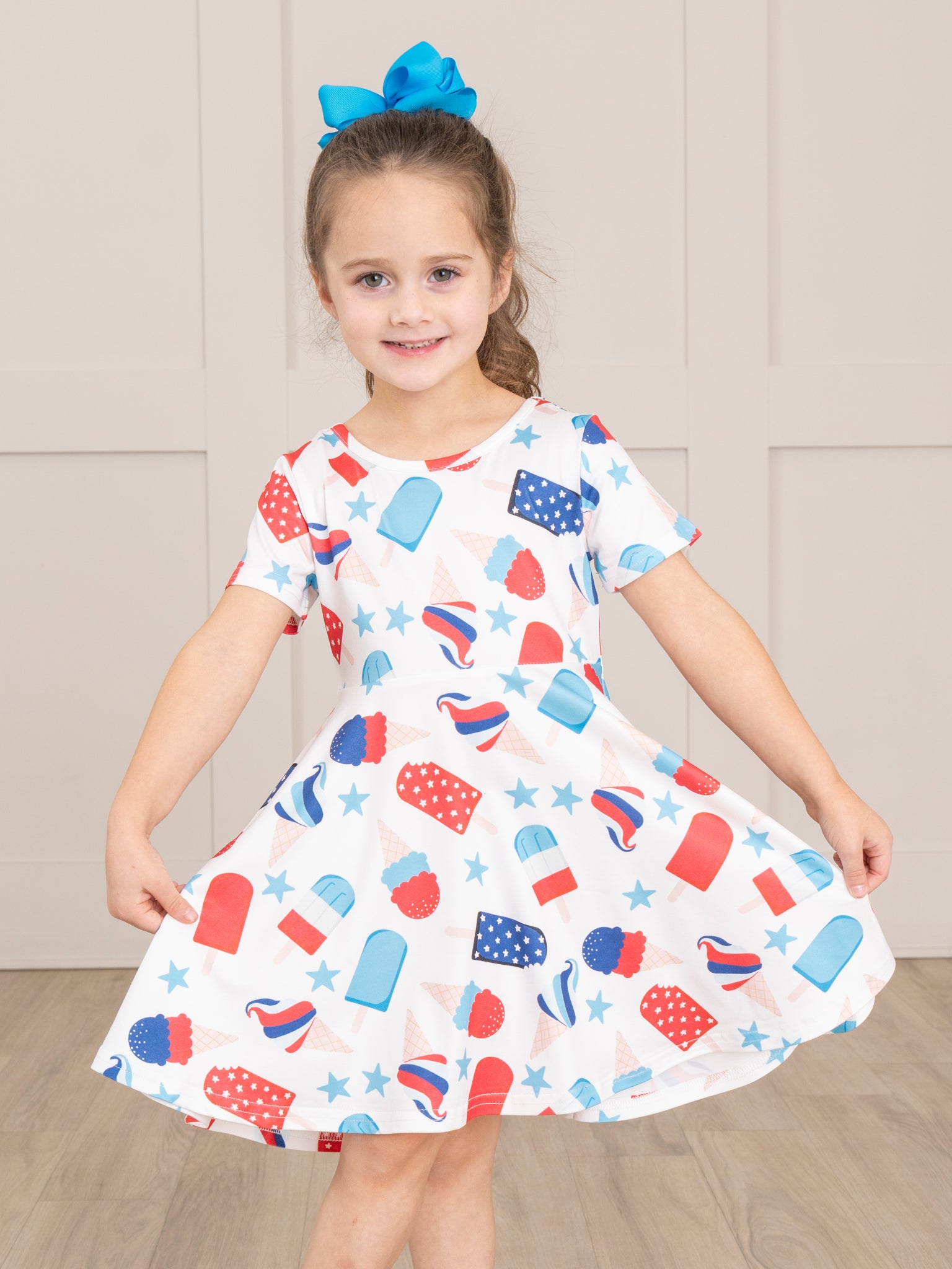 Red, White, & Blue Popsicle Swing Dress - Marie Nicole Clothing XXL(6yrs) Red, White, & Blue Popsicle Swing Dress - Marie Nicole Clothing XXL(6yrs)