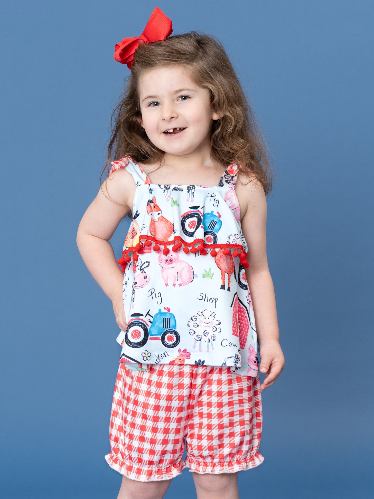 Toddler Girl Animals/Farm Outfit Red Gingham Farm Ruffle Outfit Marie Nicole S(2yrs) Toddler Girl Animals/Farm Outfit Red Gingham Farm Ruffle Outfit Marie Nicole S(2yrs)