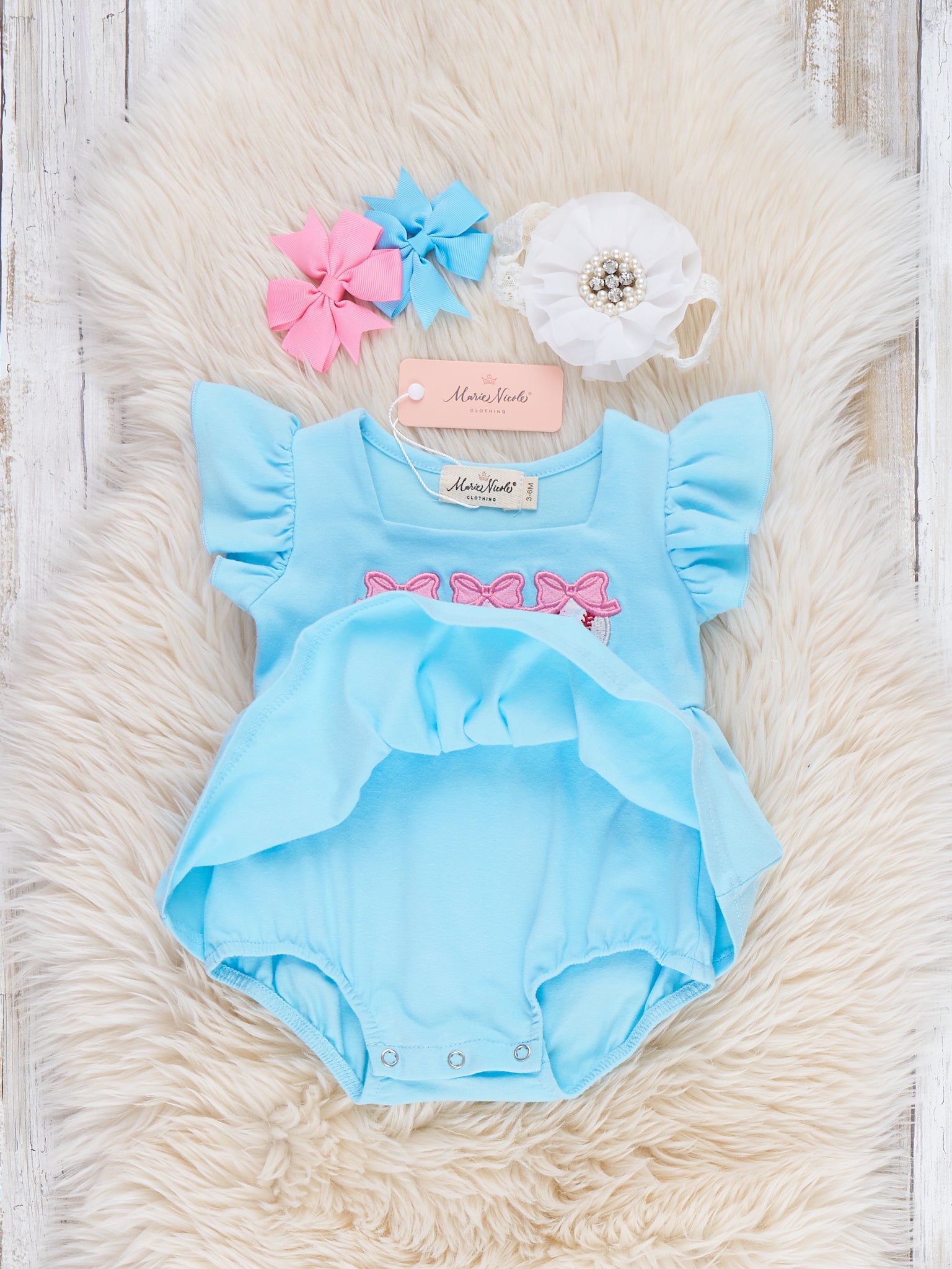 Delight Baseball Embroidered Bubble Romper - Marie Nicole Clothing