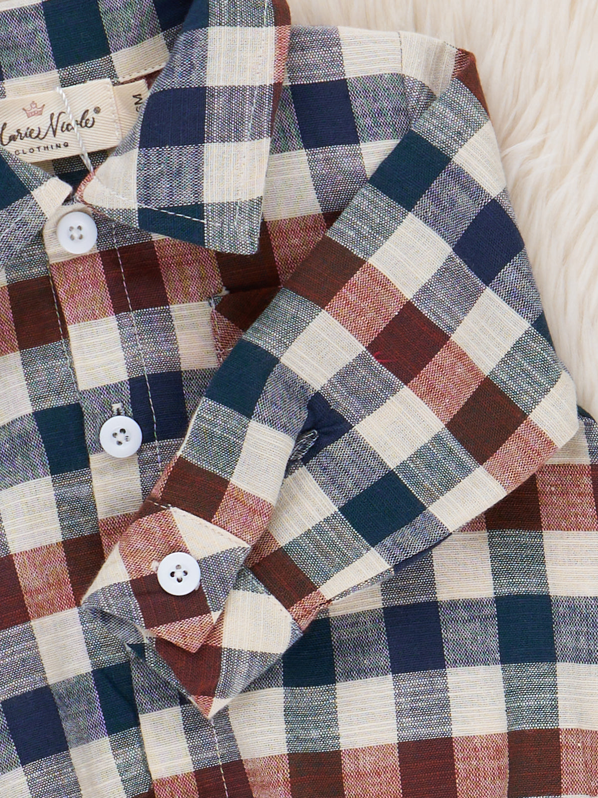 Fall Vintage Plaid Button Up Bubble Romper - Marie Nicole Clothing