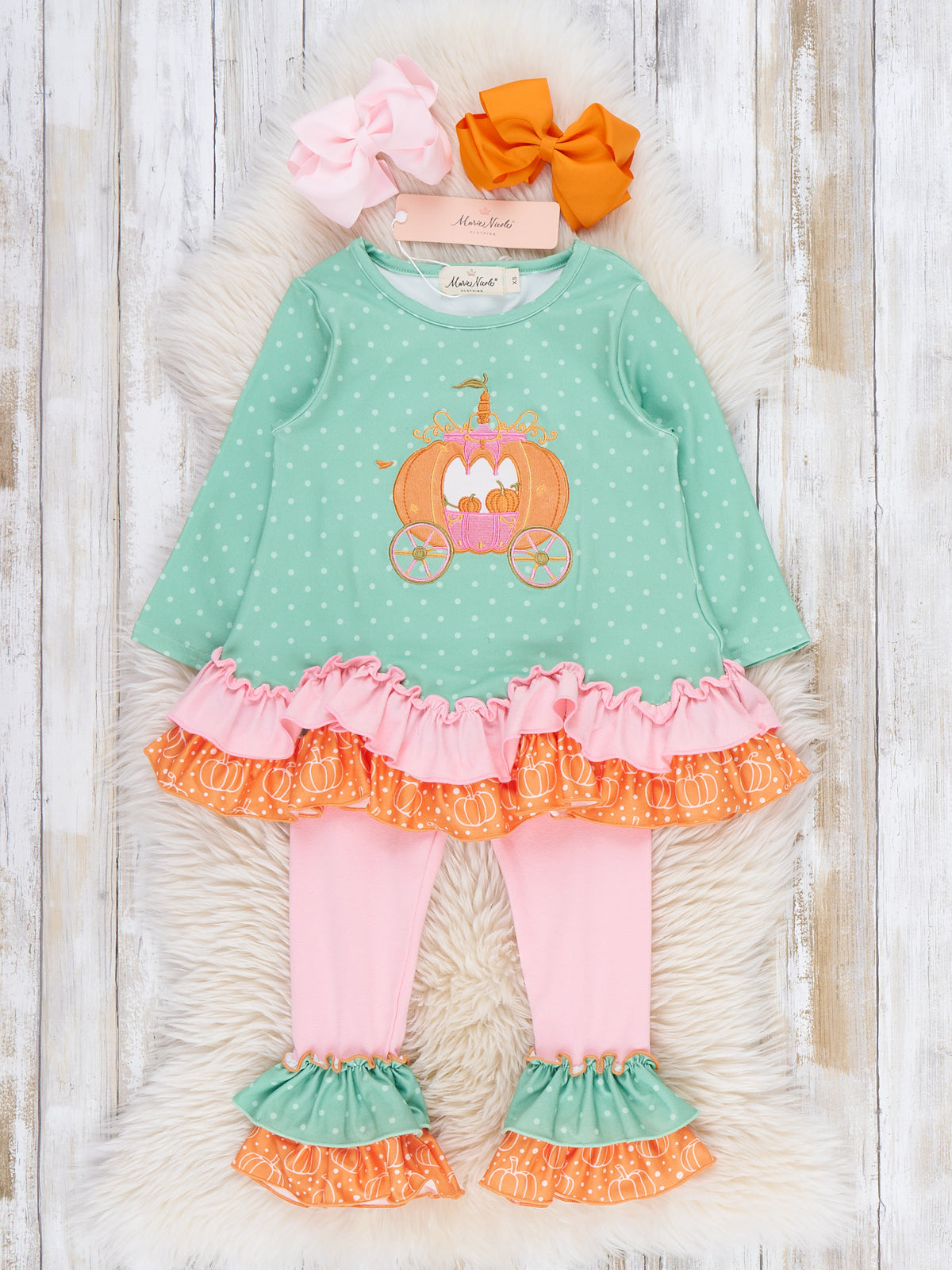 Pumpkin Carriage Ruffle Bell Bottom Outfit - Marie Nicole Clothing