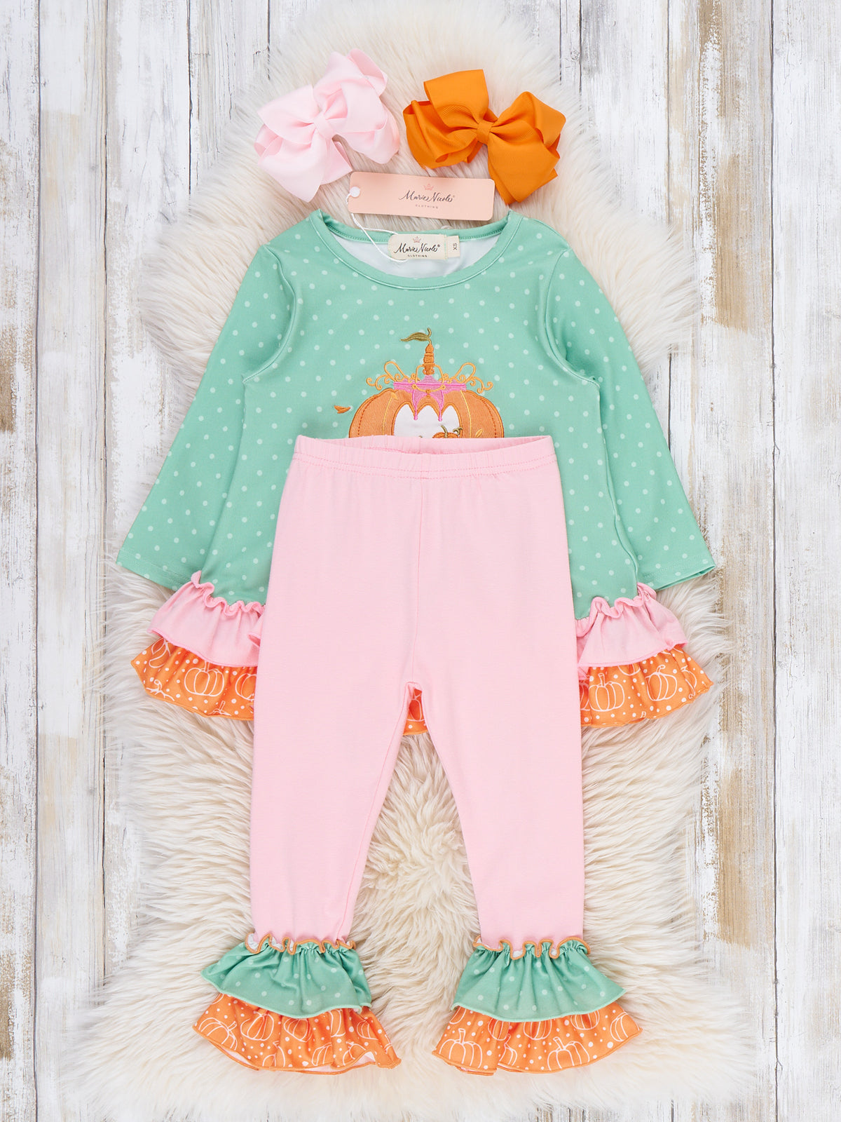 Pumpkin Carriage Ruffle Bell Bottom Outfit - Marie Nicole Clothing
