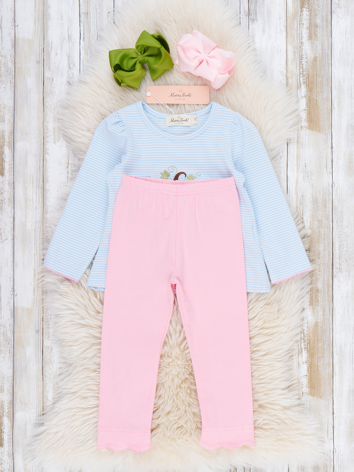 Pumpkin Princess Embroidered Outfit - Marie Nicole Clothing