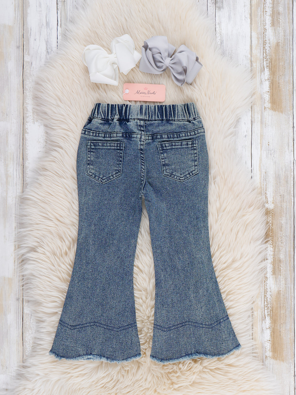 Groovy Cowgirl Crisscross Ribbon Bell Bottom Jeans - Marie Nicole Clothing