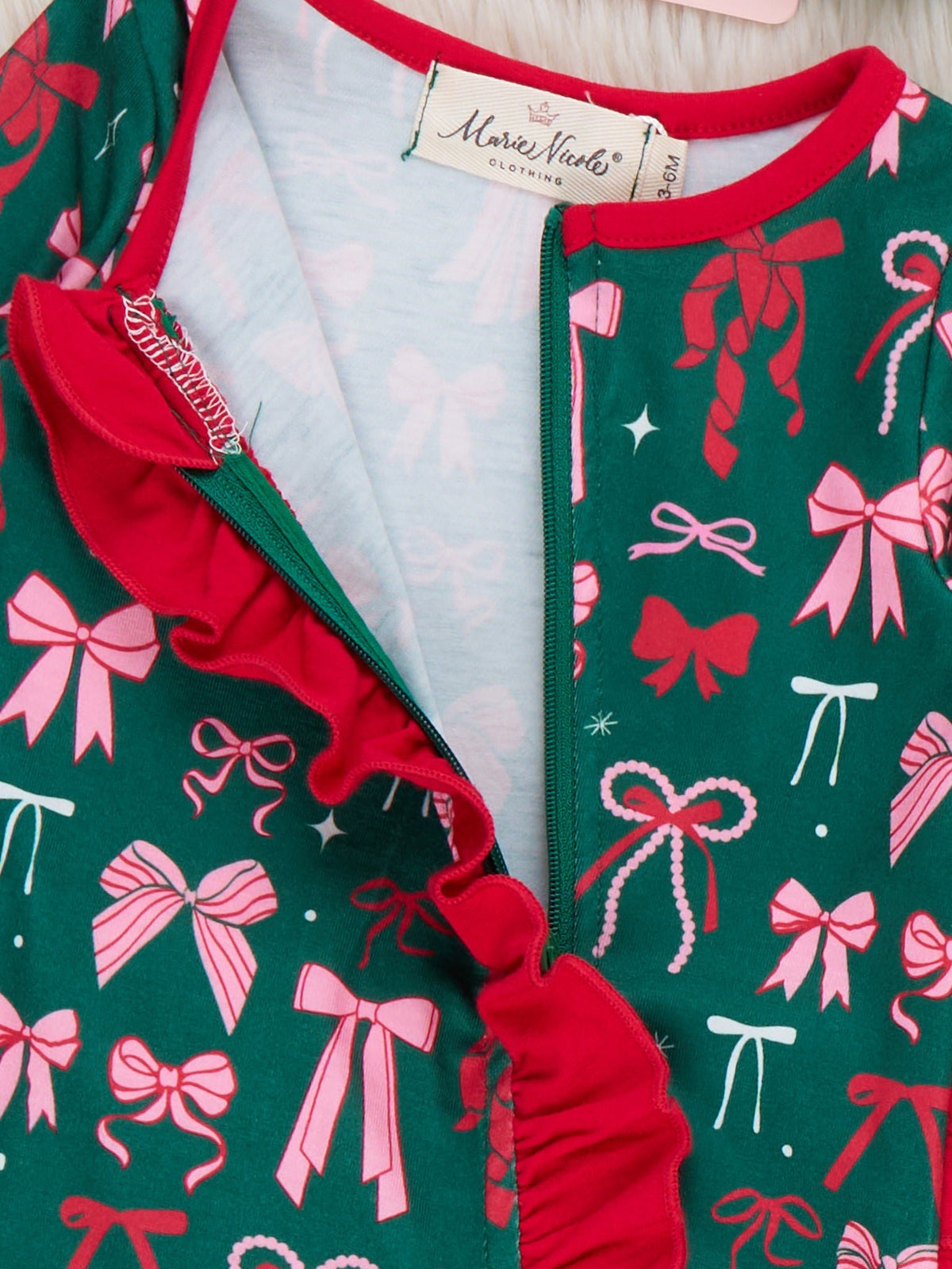Merry Bows Ruffle Sleeper Pajamas - Marie Nicole Clothing