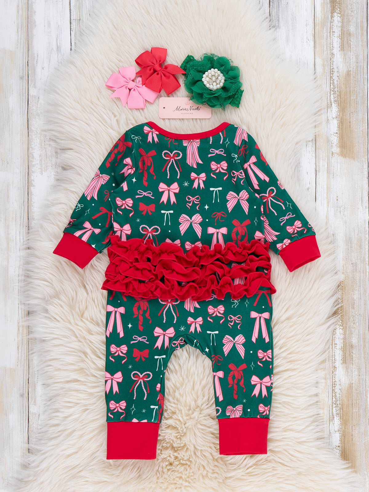 Merry Bows Ruffle Sleeper Pajamas - Marie Nicole Clothing