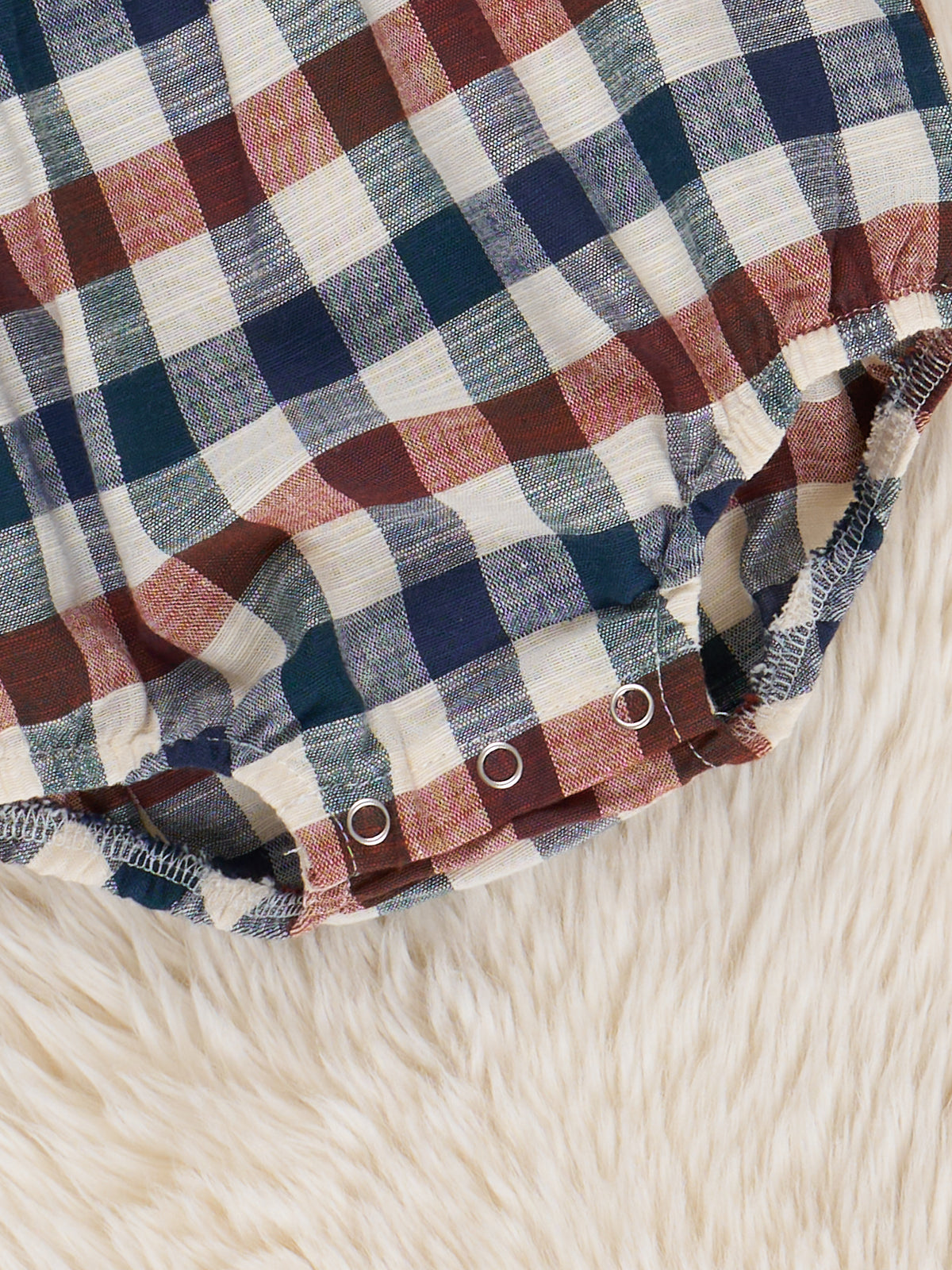 Fall Vintage Plaid Ruffle Bubble Romper - Marie Nicole Clothing