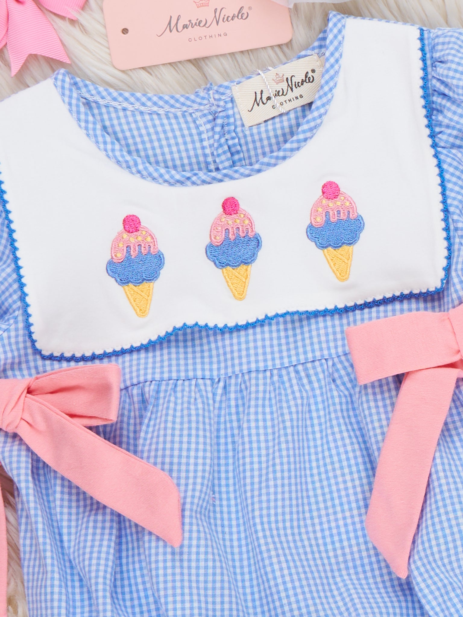 Frozen Delight Ice Cream Embroidered Cotton Bubble Romper - Marie Nicole Clothing